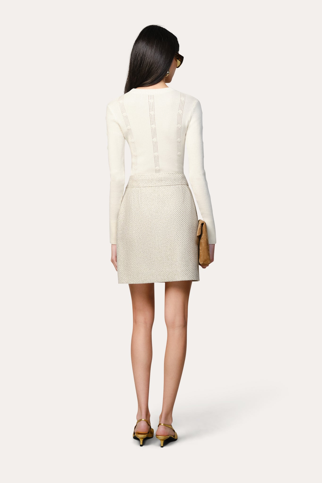 Elie Tahari Tweed Lurex spódnica tweedowa multi