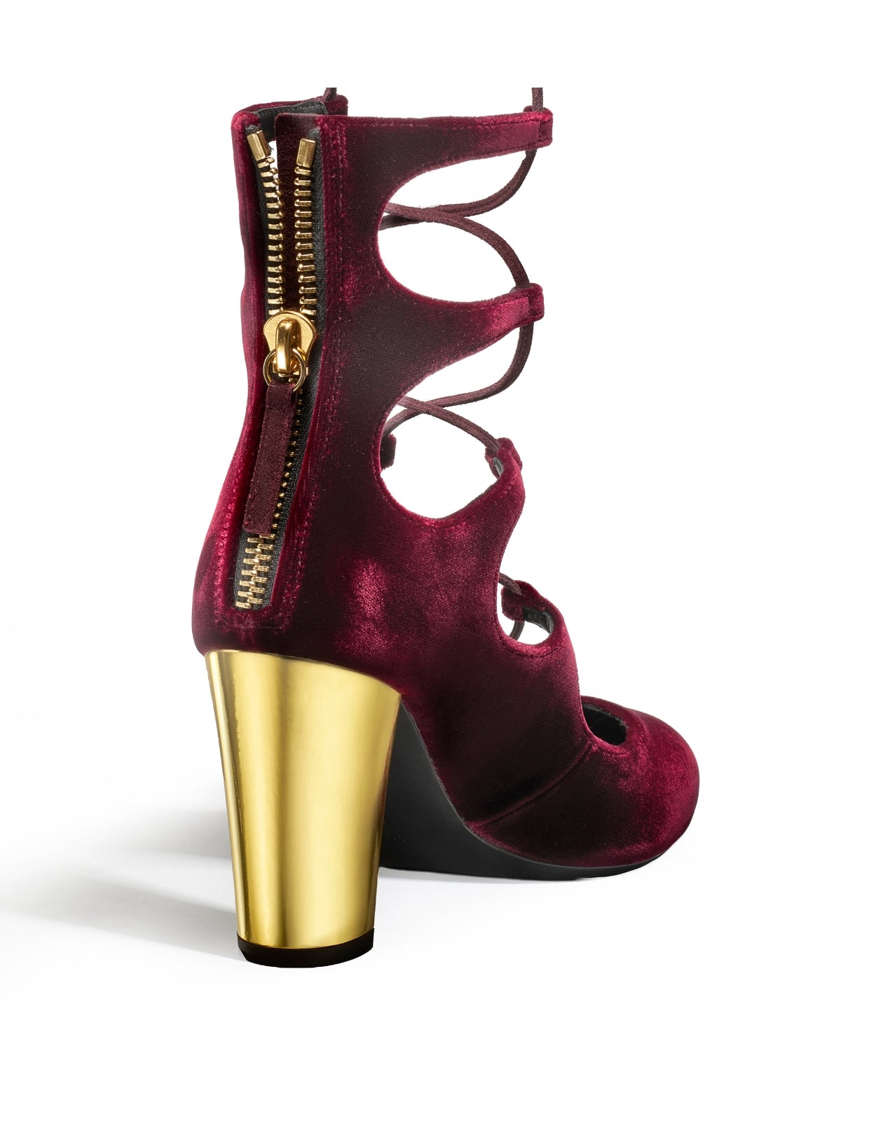 Temperley London Siren botki welurowe Burgundy