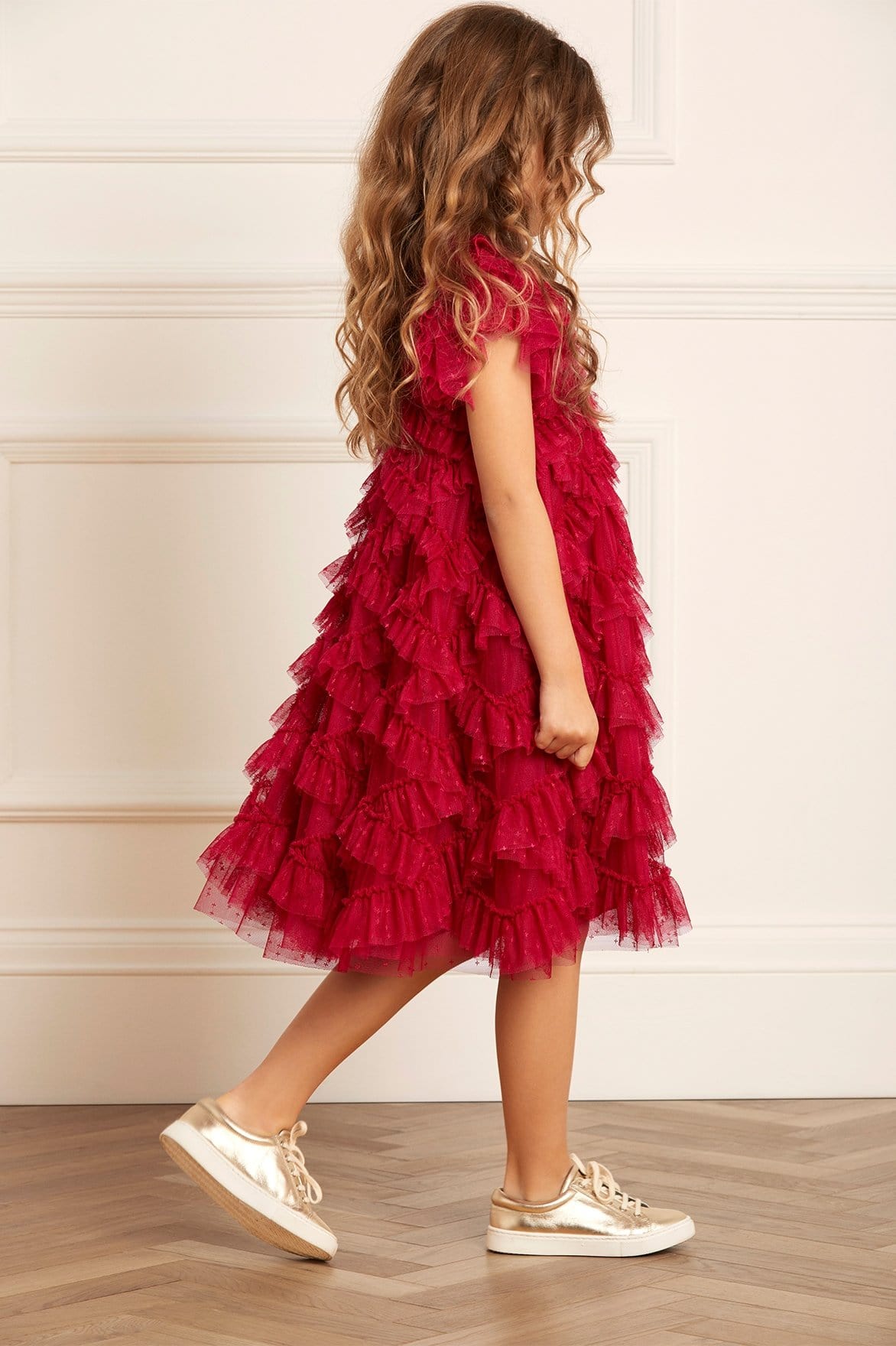 Needle & Thread Genevieve Dress sukienka czerwona tiul