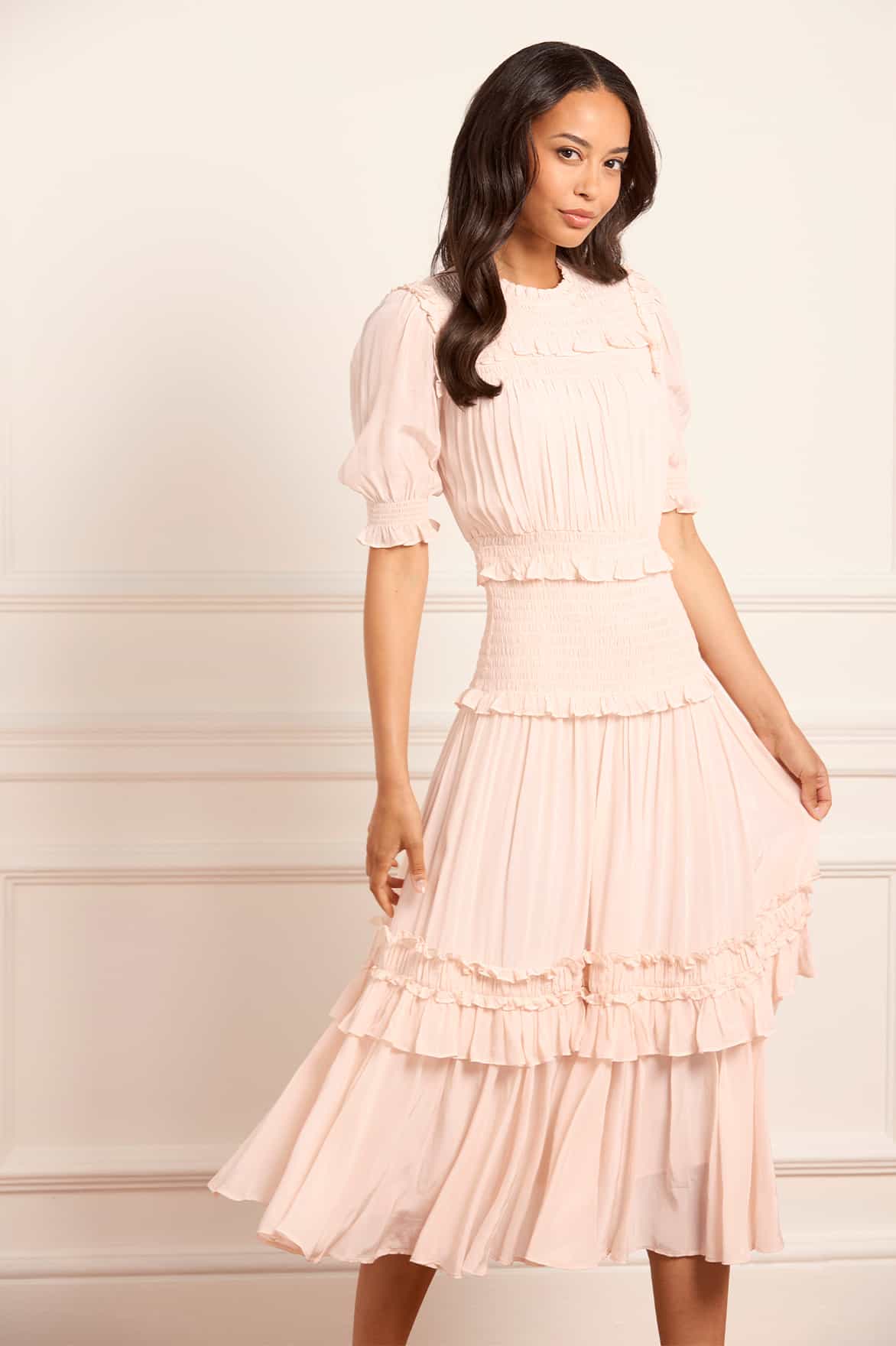 Needle & Thread Emilia Crepe Ballerina Dress sukienka różowa