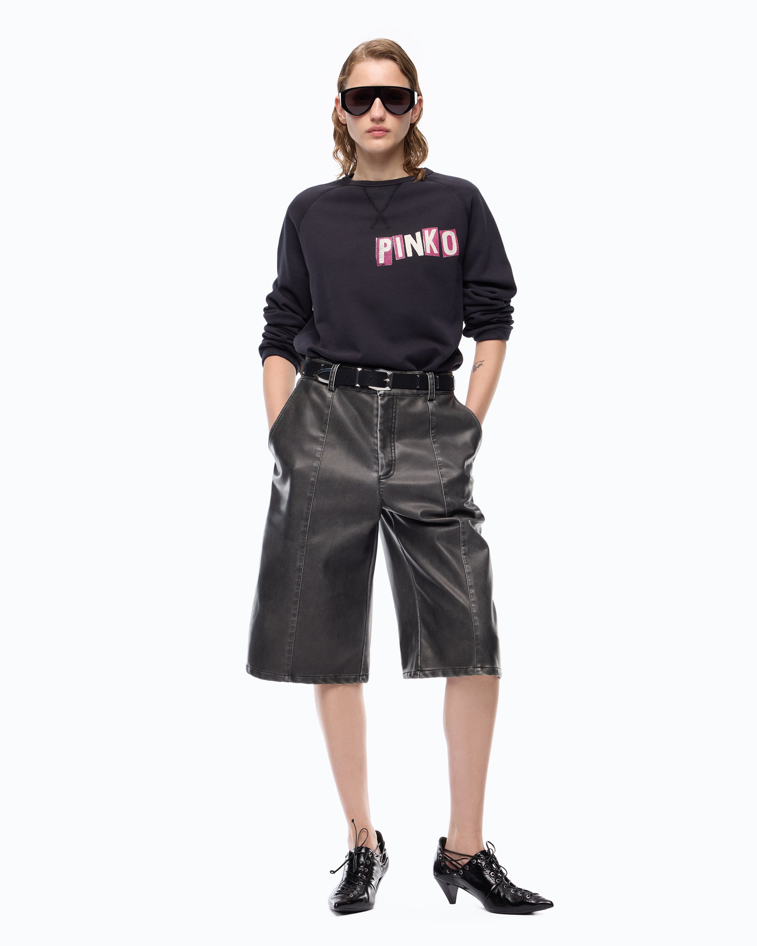Pinko Quiet Is The New Punk bluza czarna bawełniana