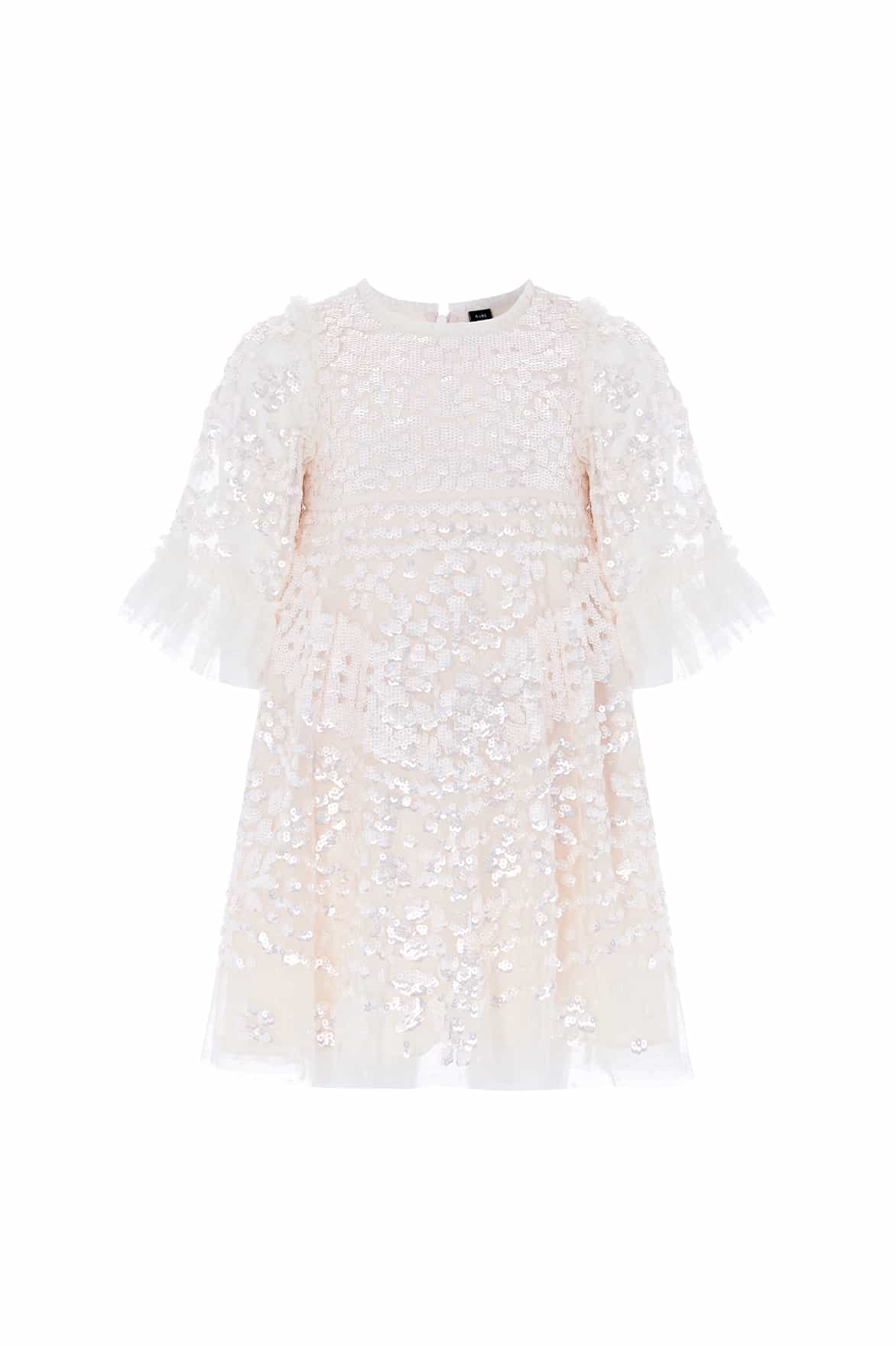 Needle & Thread Anais Sequin sukienka dziewczęca kremowa cekiny