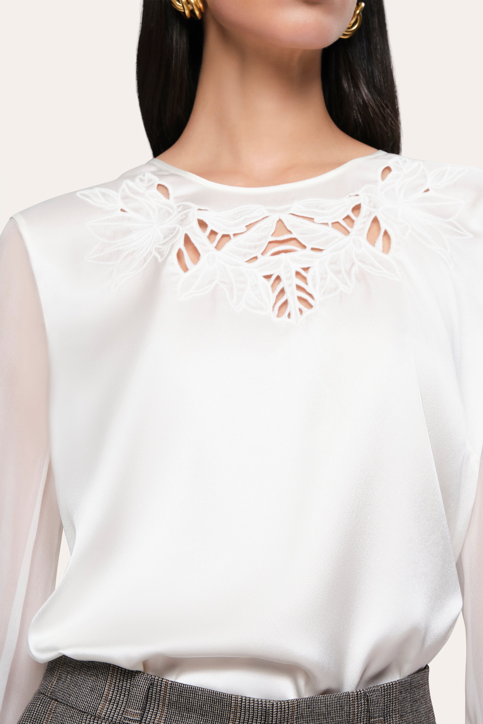 Elie Tahari Olivia bluzka jedwabna Fresh Pearl