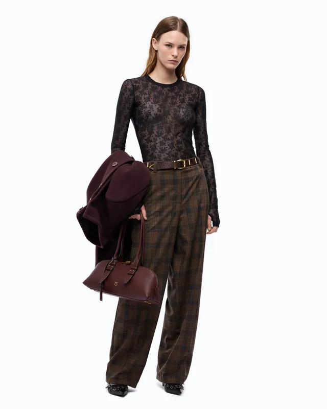 Pinko Balbino Pants spodnie barrel fit czarne pepitka