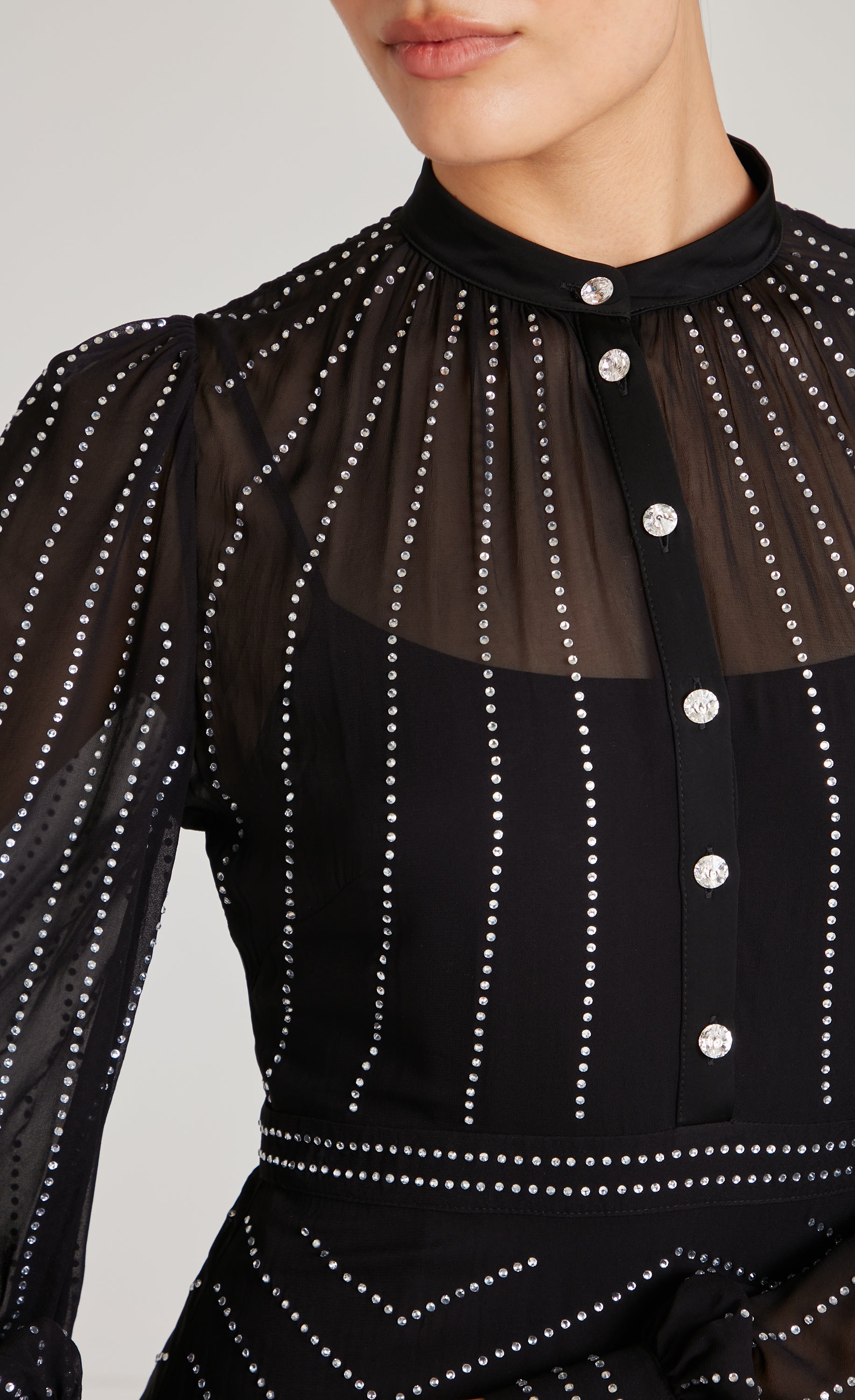 Temperley London Villanelle Dress sukienka czarna z kryształkami