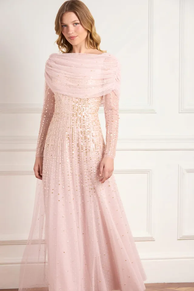 Needle & Thread Moonlight Sequin Gown sukienka różowa cekinowa