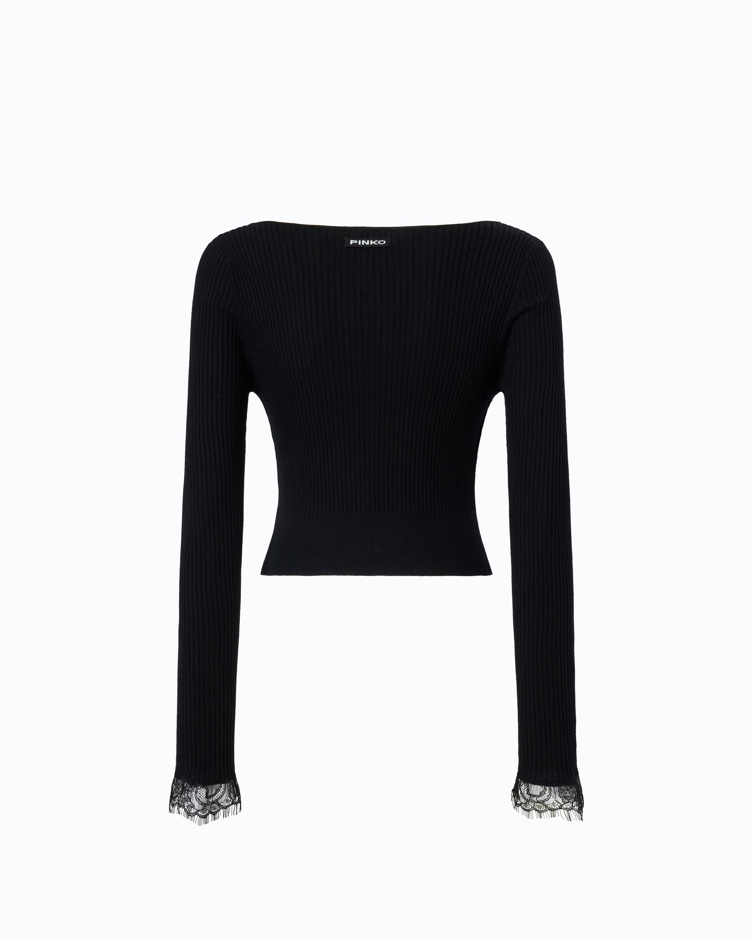 Pinko Praga kardigan cropped czarny kaszmir jedwab