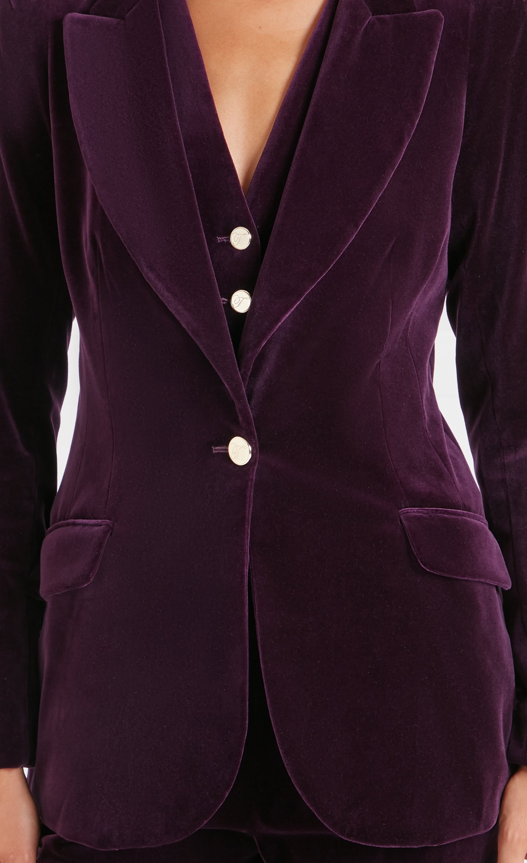 Temperley London Clove żakiet aksamitny Dark Amethyst