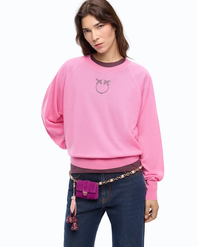 Pinko Lanzarote Sweater sweter różowy wełna