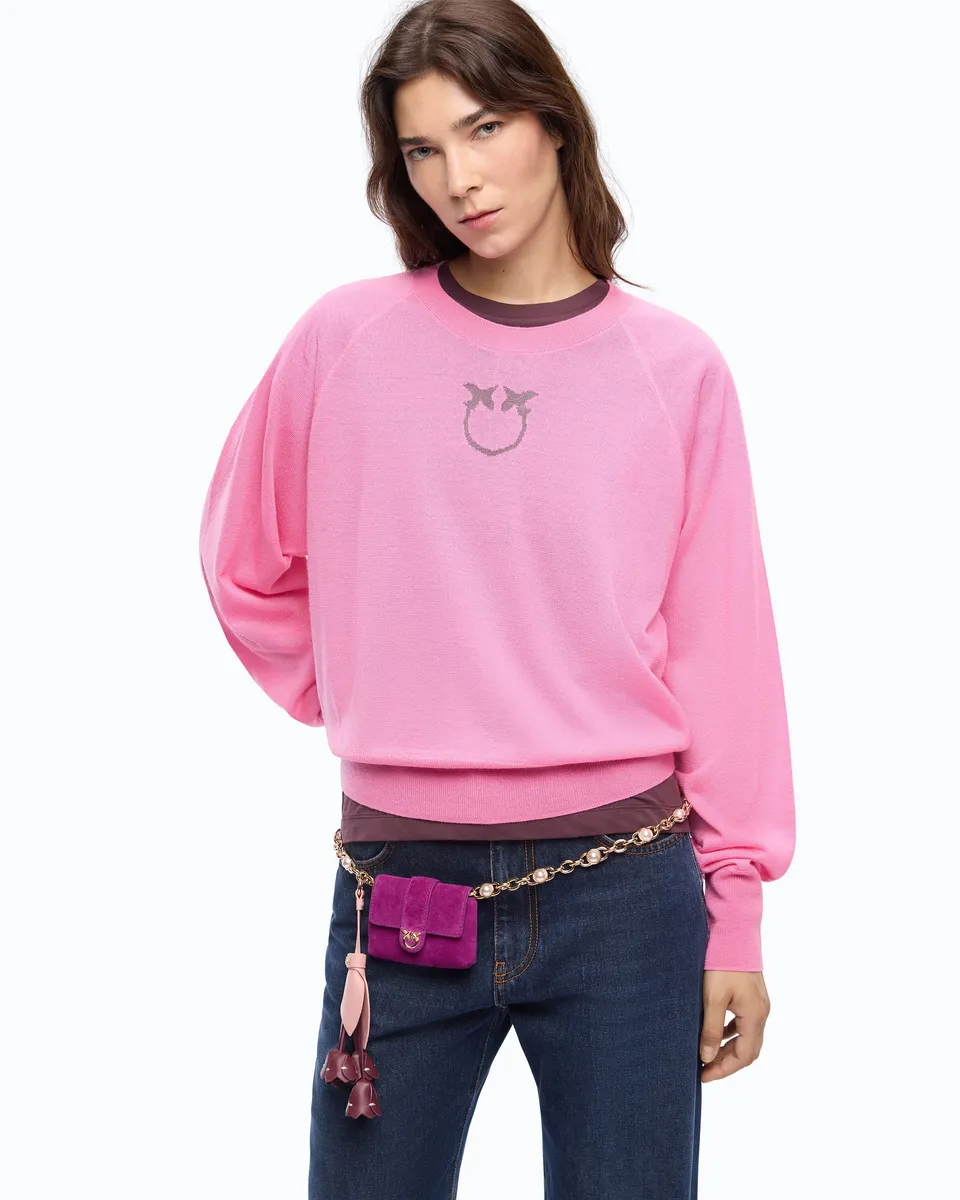 Pinko Lanzarote Sweater sweter różowy wełna