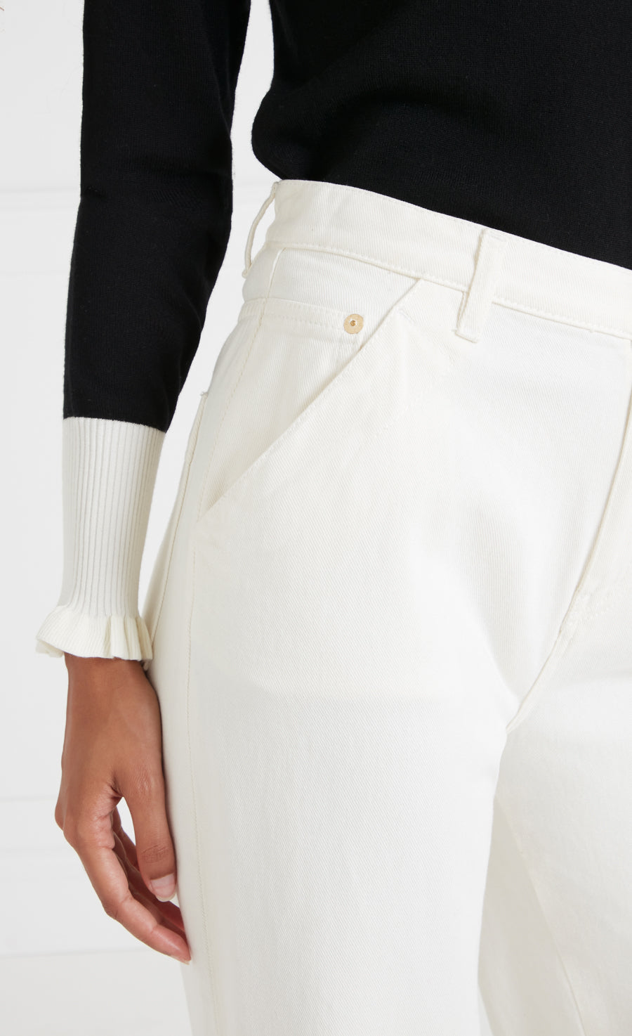 Temperley London Raquel jeansy białe wide leg