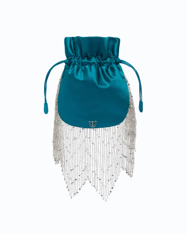 Pinko Galleria torebka satynowa pouch frędzle