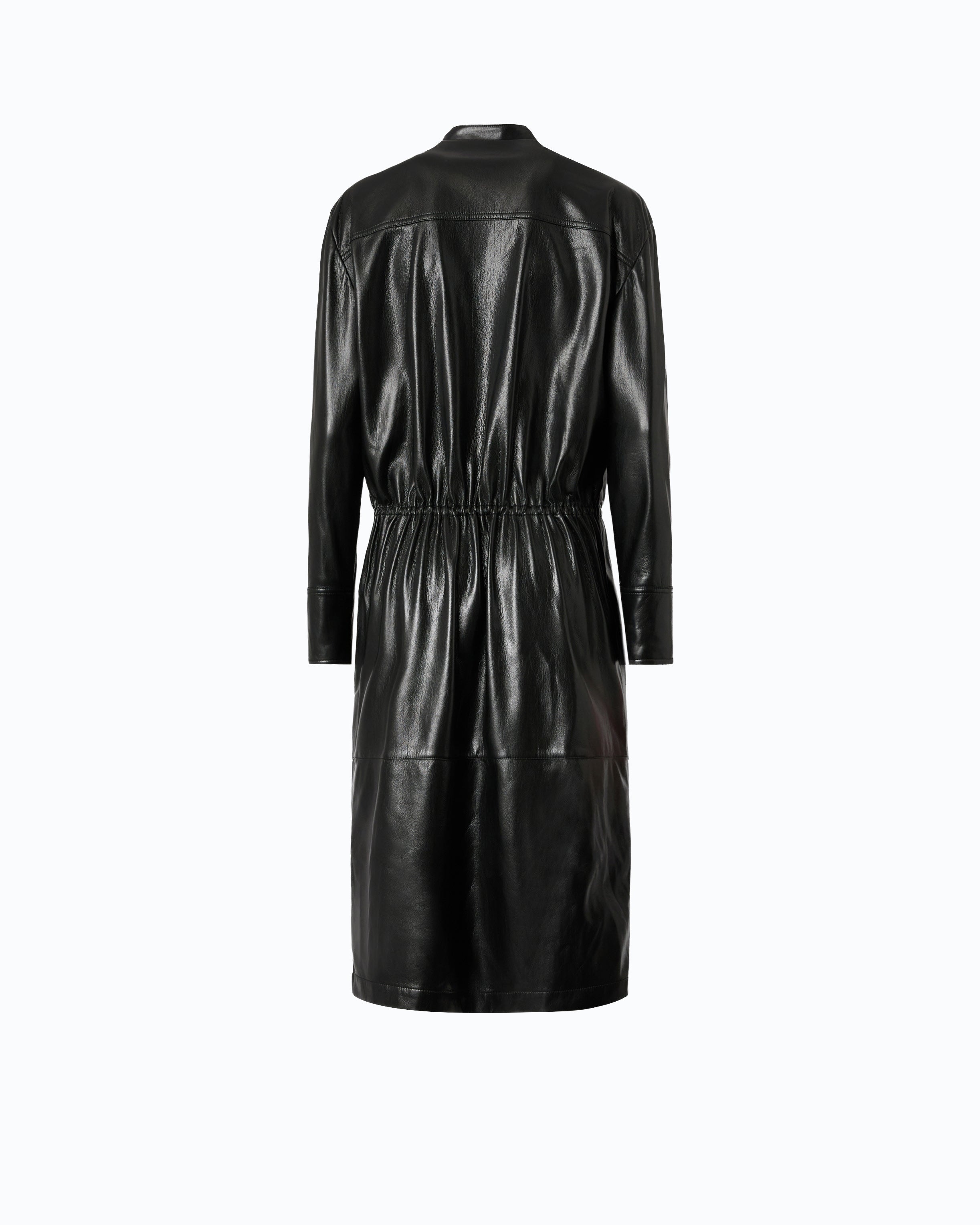 Pinko Aerides Dress sukienka midi czarna skóra