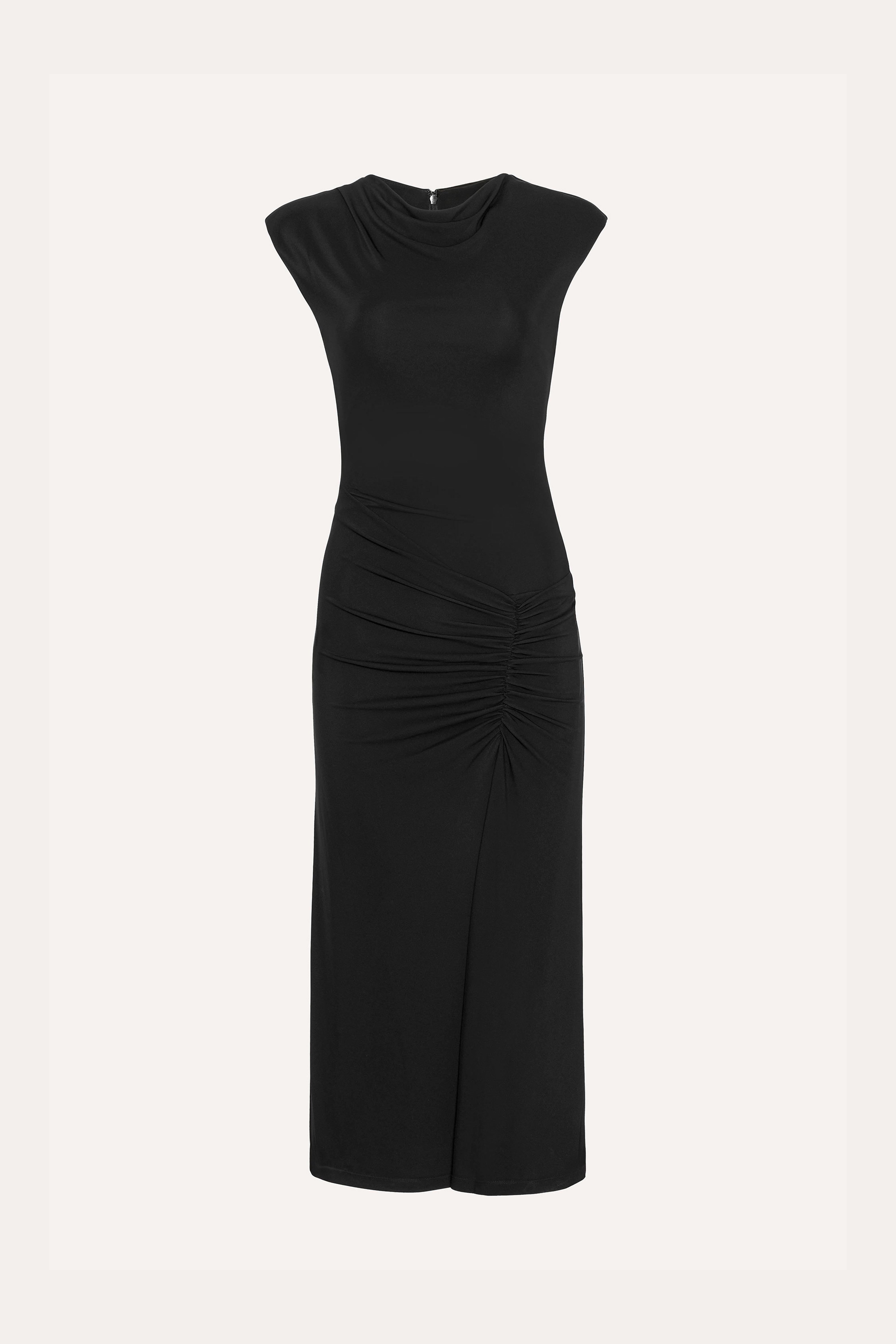 Elie Tahari Matte Jersey sukienka Black midi marszczona