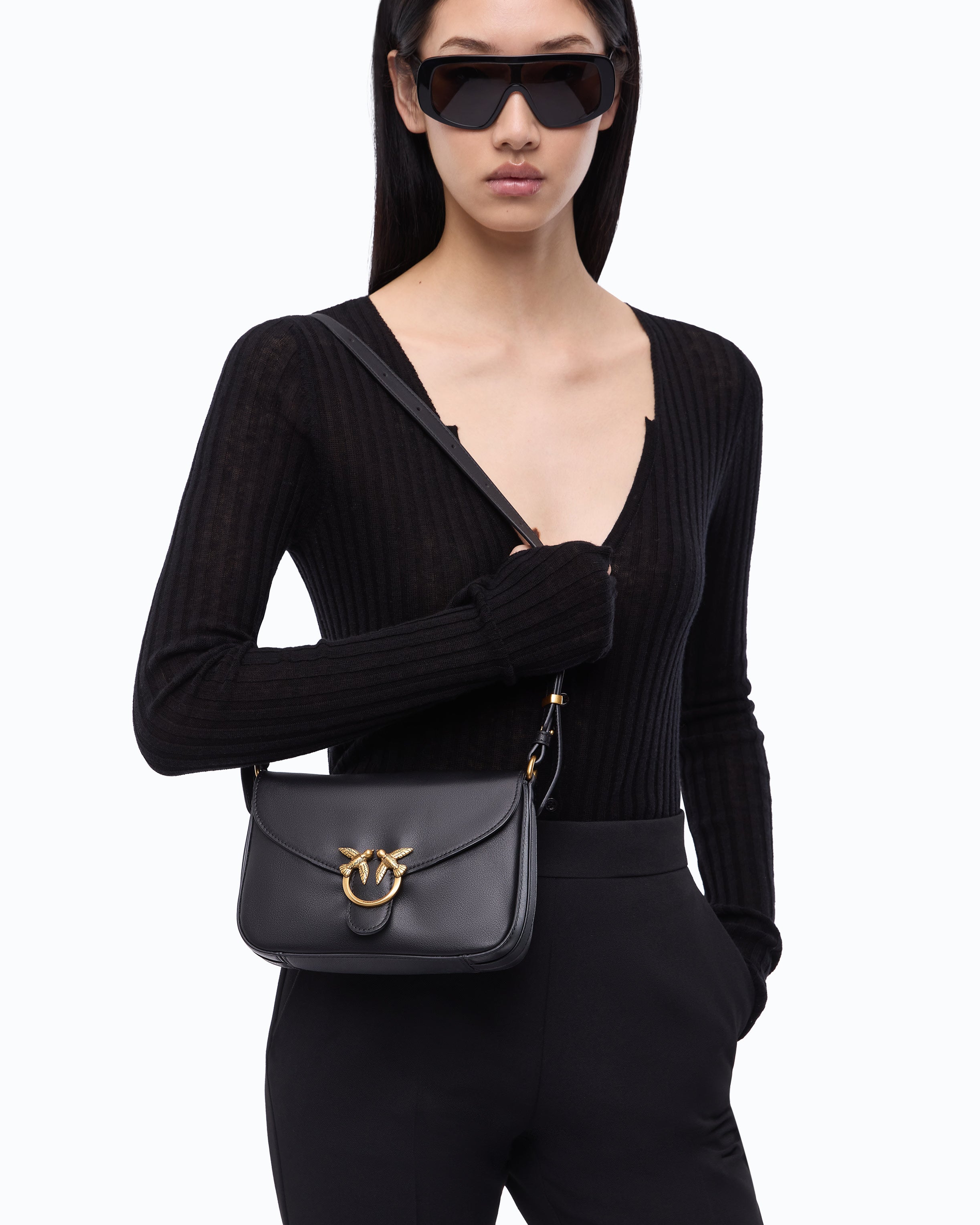 Pinko Love Satchel mała torebka skórzana czarna