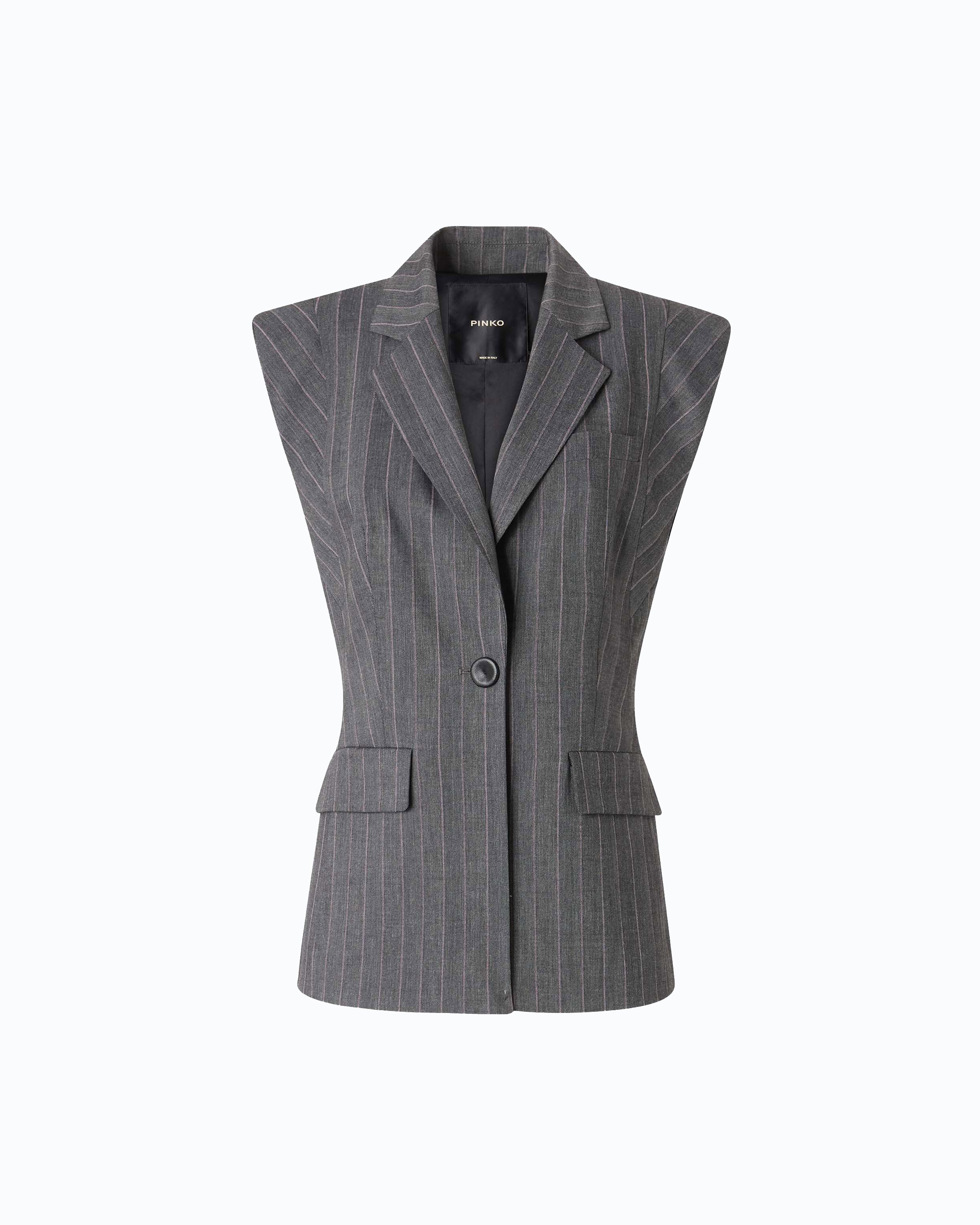 Pinko Genista Jacket kamizelka szara w prążek