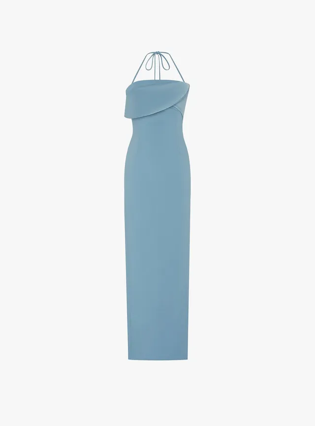 Solace London Reynolds sukienka maxi Slate Blue gorsetowa