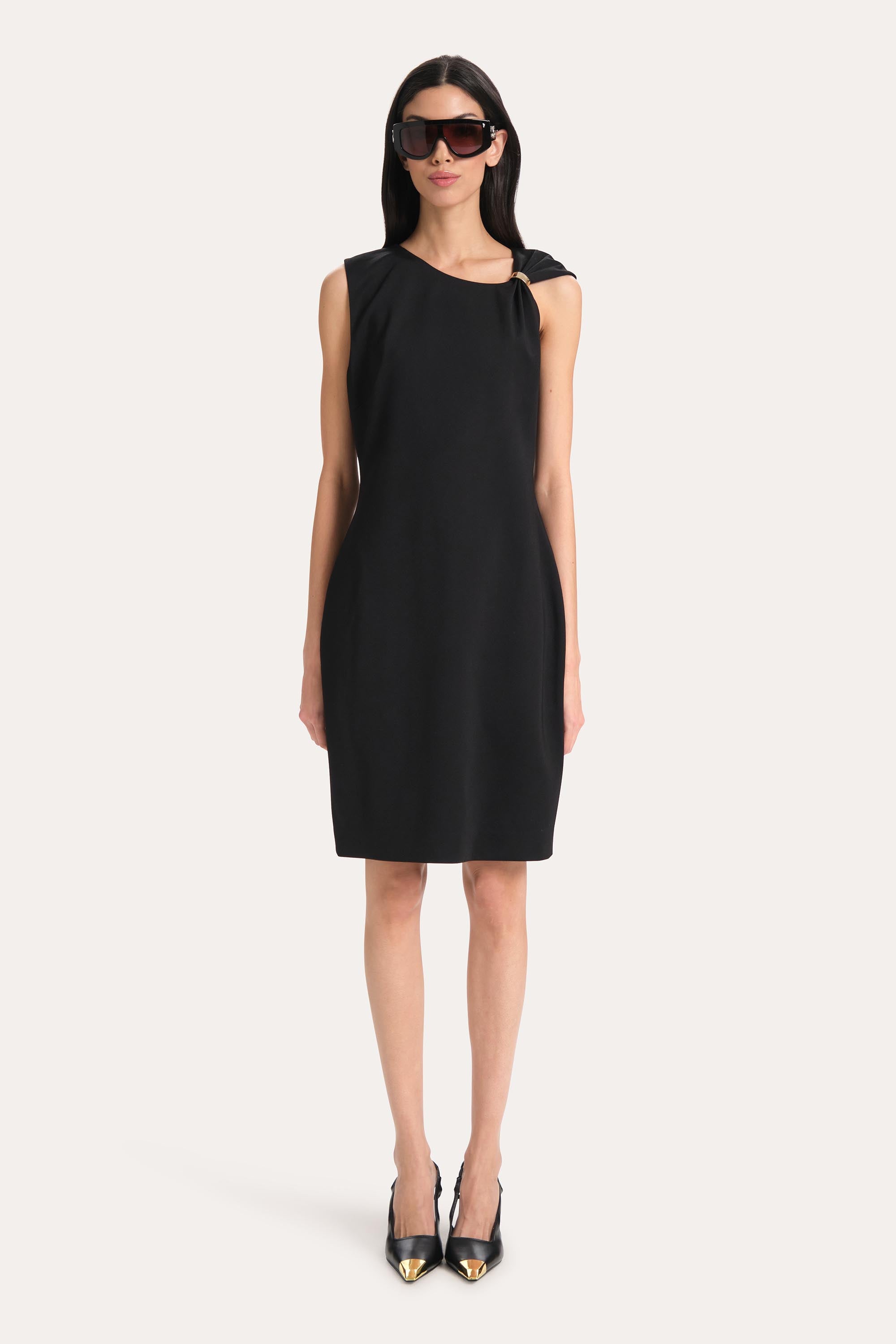 Elie Tahari Gilded Knit Dress sukienka czarna ponte