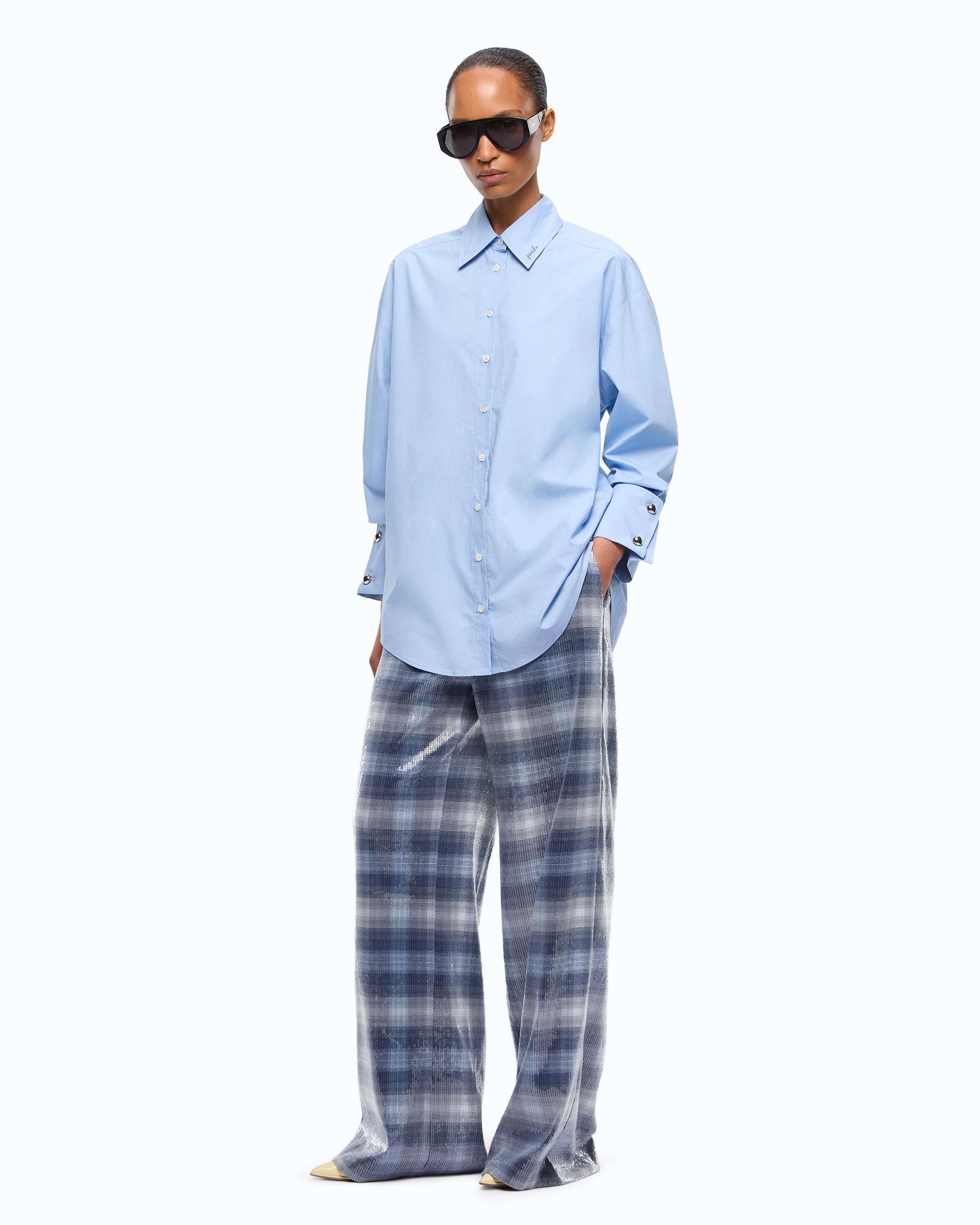 Pinko Clementi Shirt koszula niebieska bawełniana