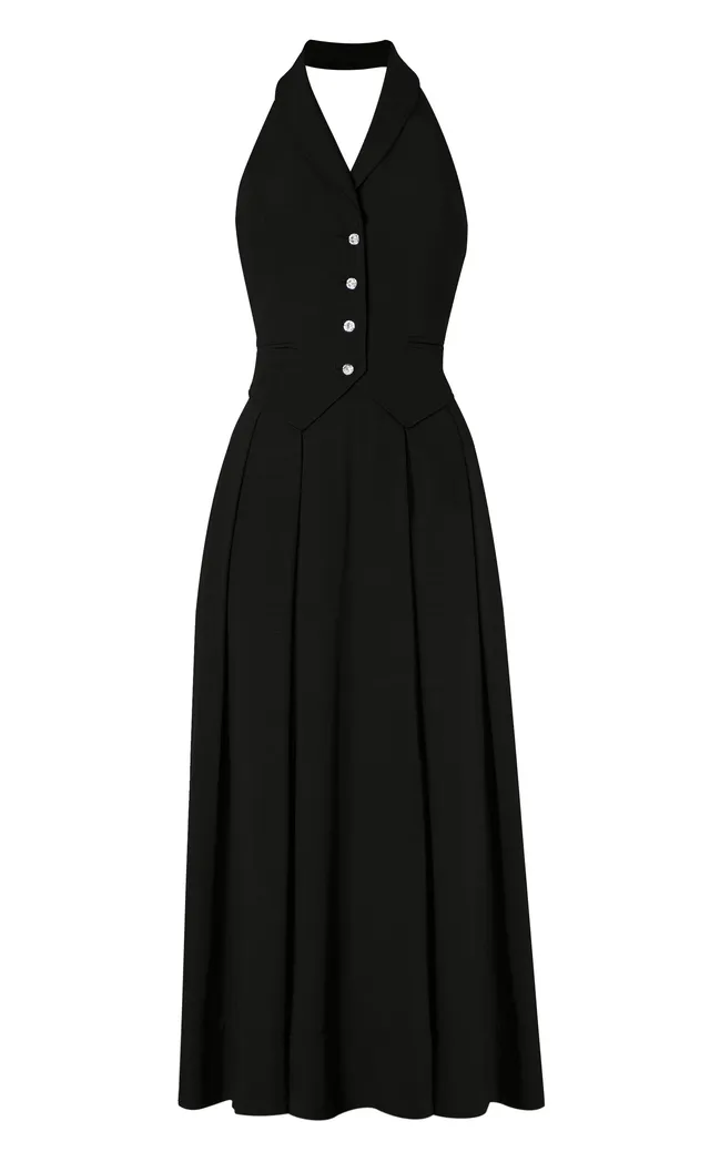 Temperley London Elodie sukienka koktajlowa czarna midi
