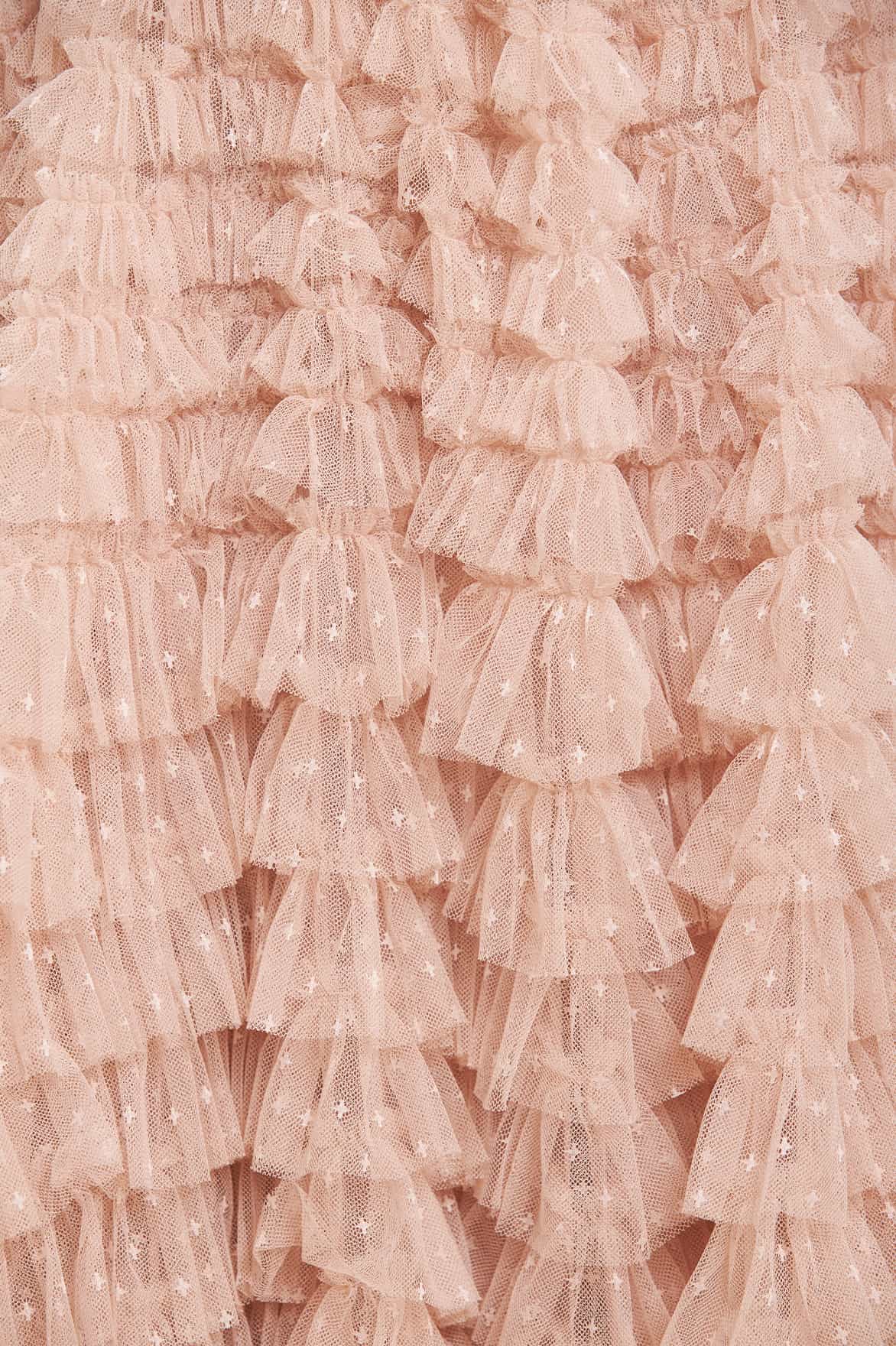 Needle & Thread Hattie Ruffle Ankle Skirt spódnica beżowa tiul