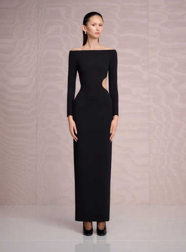 Solace London Mircea sukienka wieczorowa maxi czarna dekolt off shoulder
