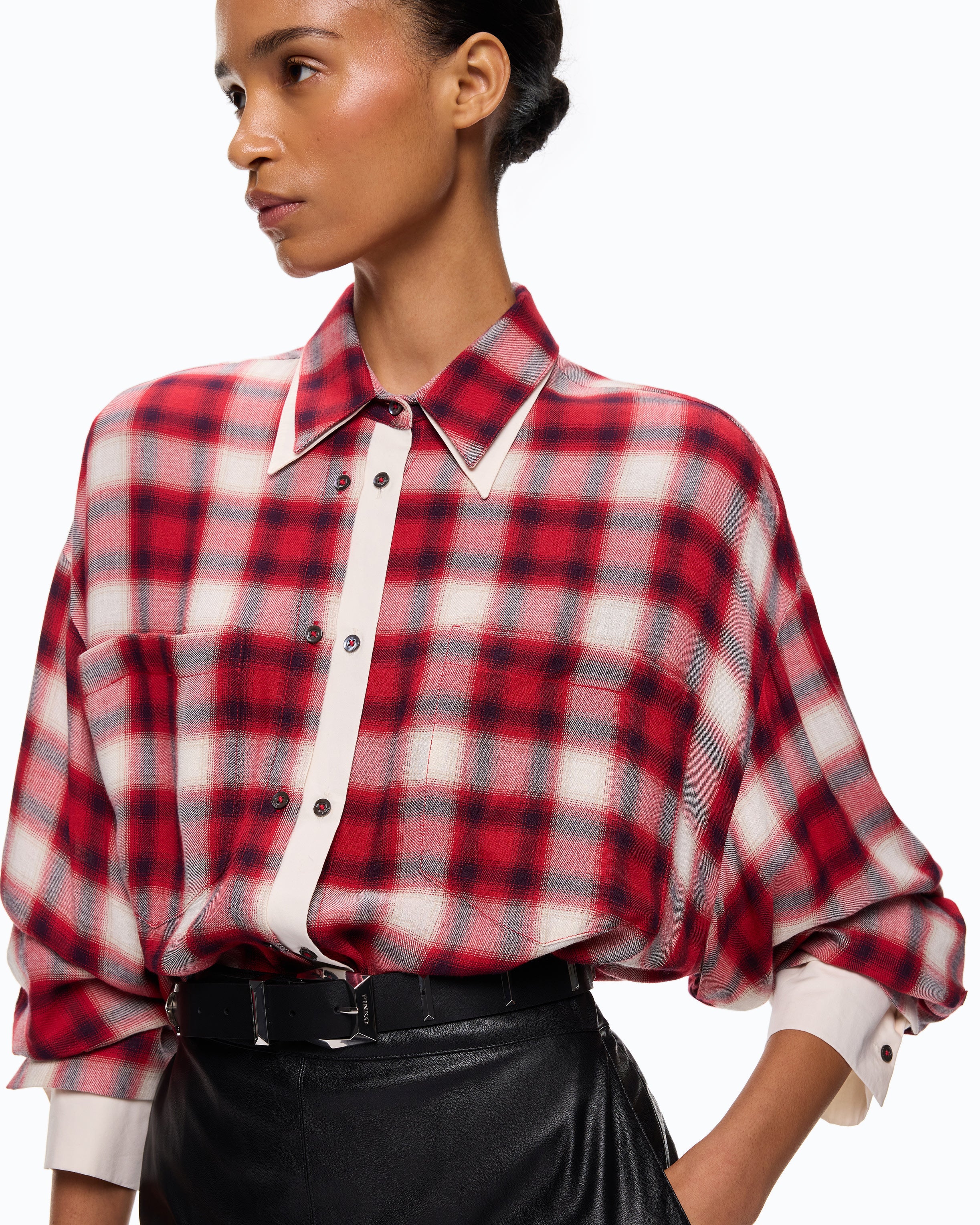 Pinko Clivia Shirt koszula czarna w kratkę