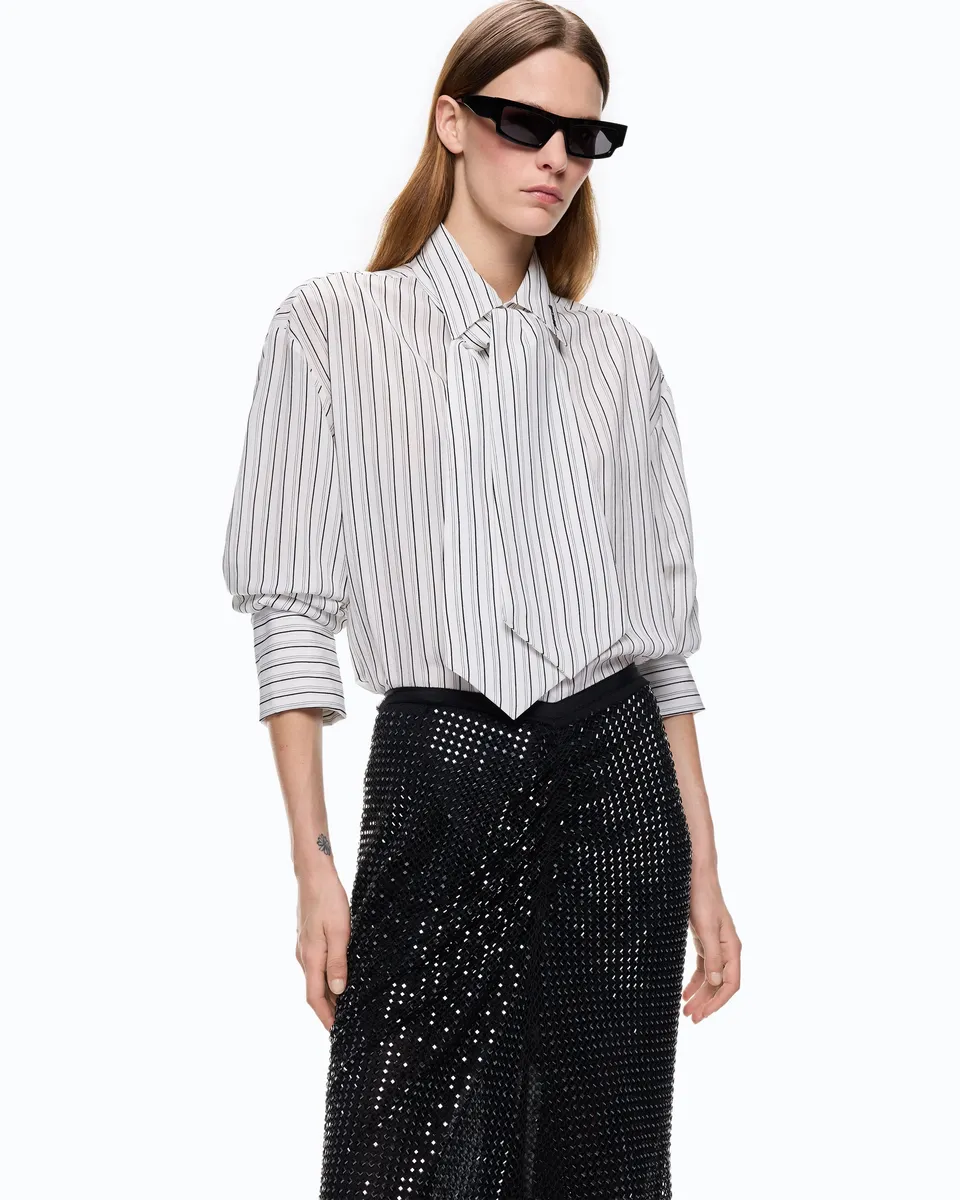 Pinko Colchico koszula w paski z krawatem