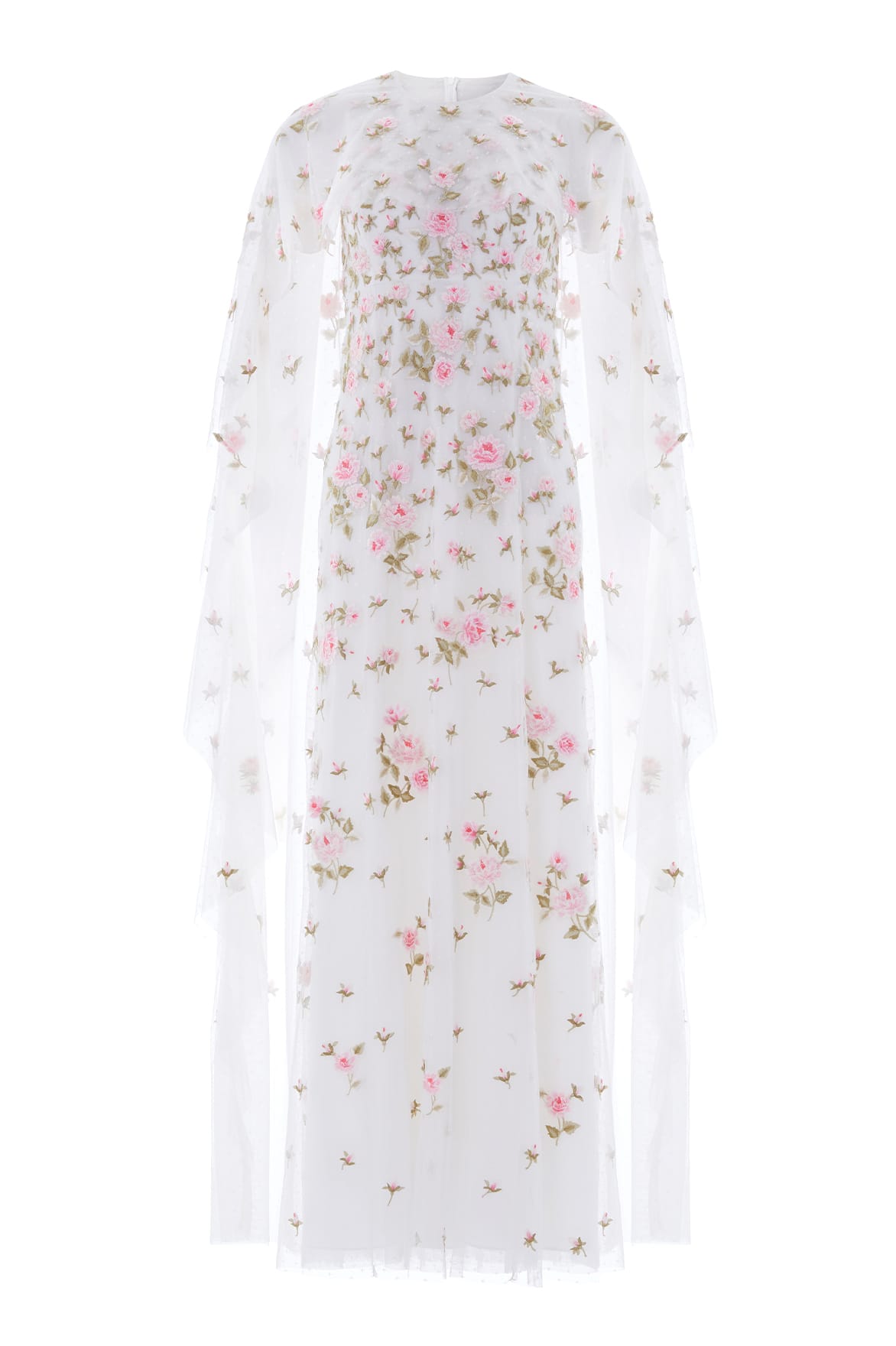 Needle & Thread Rose Bloom Cape Gown sukienka biała w kwiaty