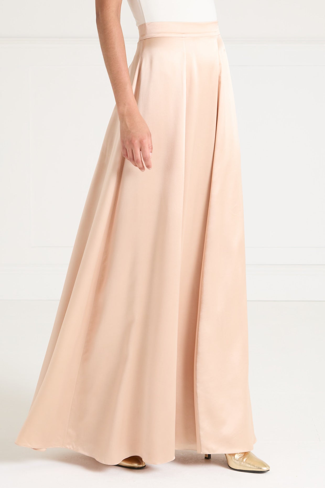 Temperley London Amerie spódnica satynowa Champagne długa