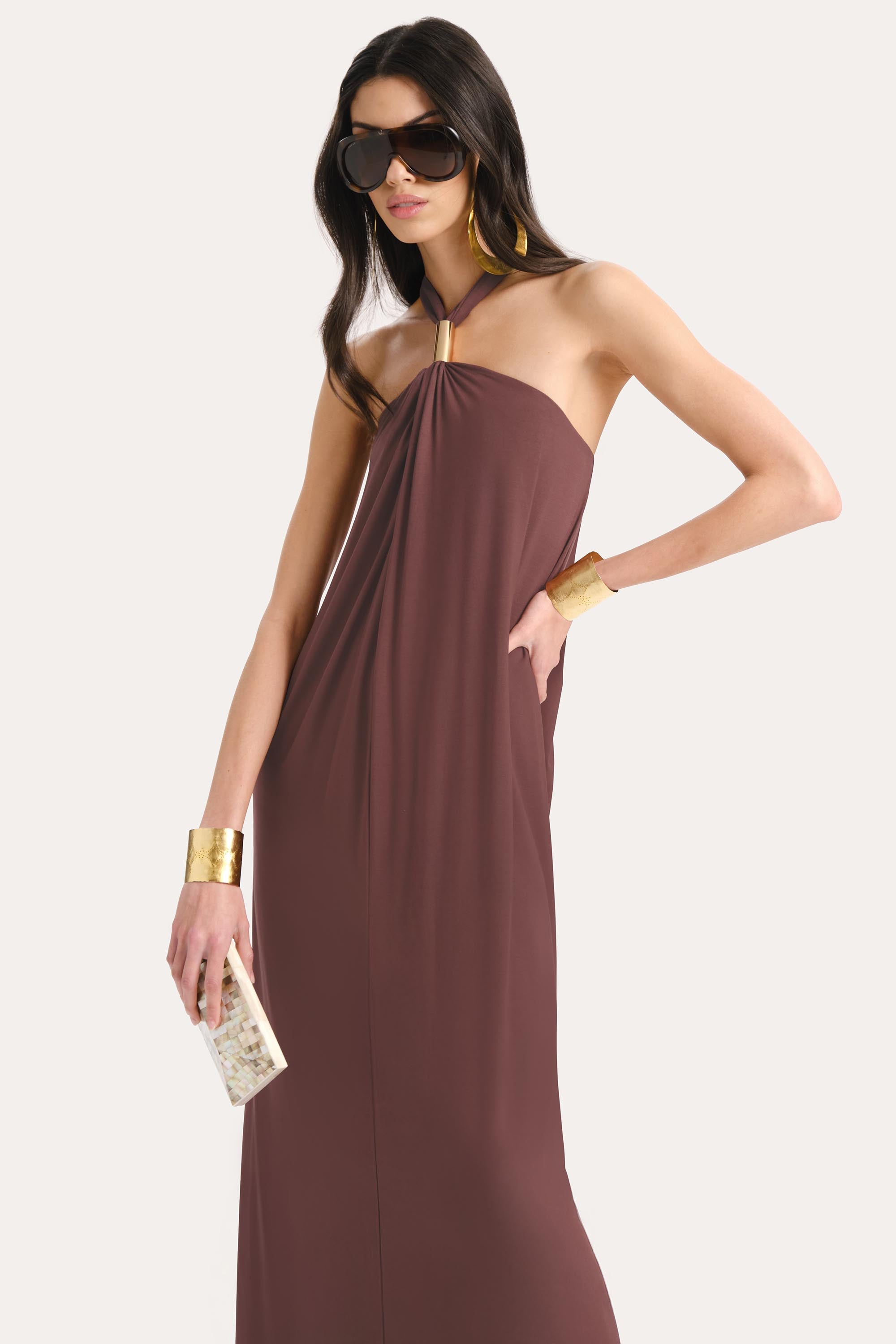 Elie Tahari Aurora sukienka Vintage Rouge maxi