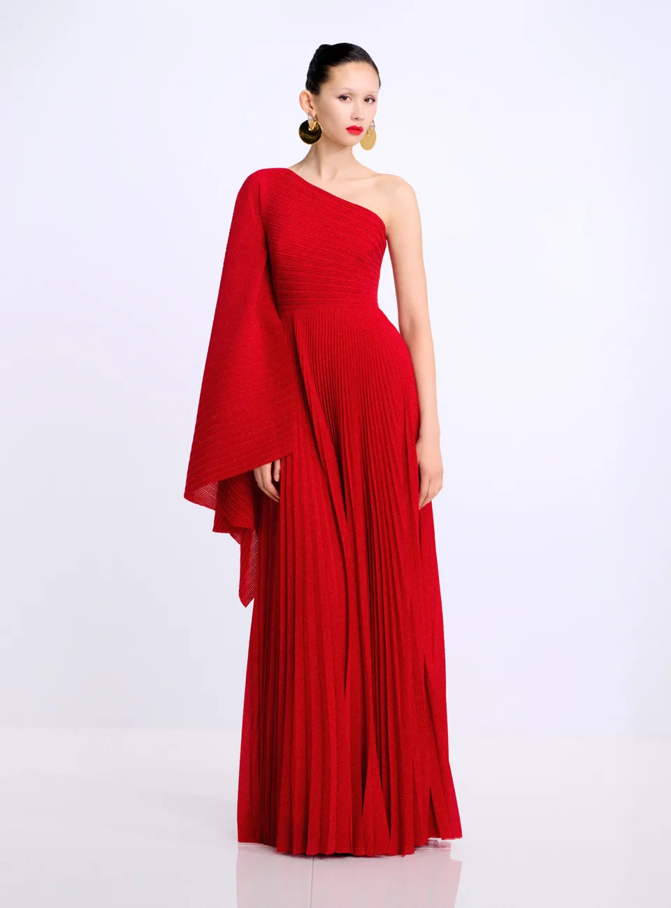 Solace London Maci sukienka wieczorowa czerwona plisowana maxi
