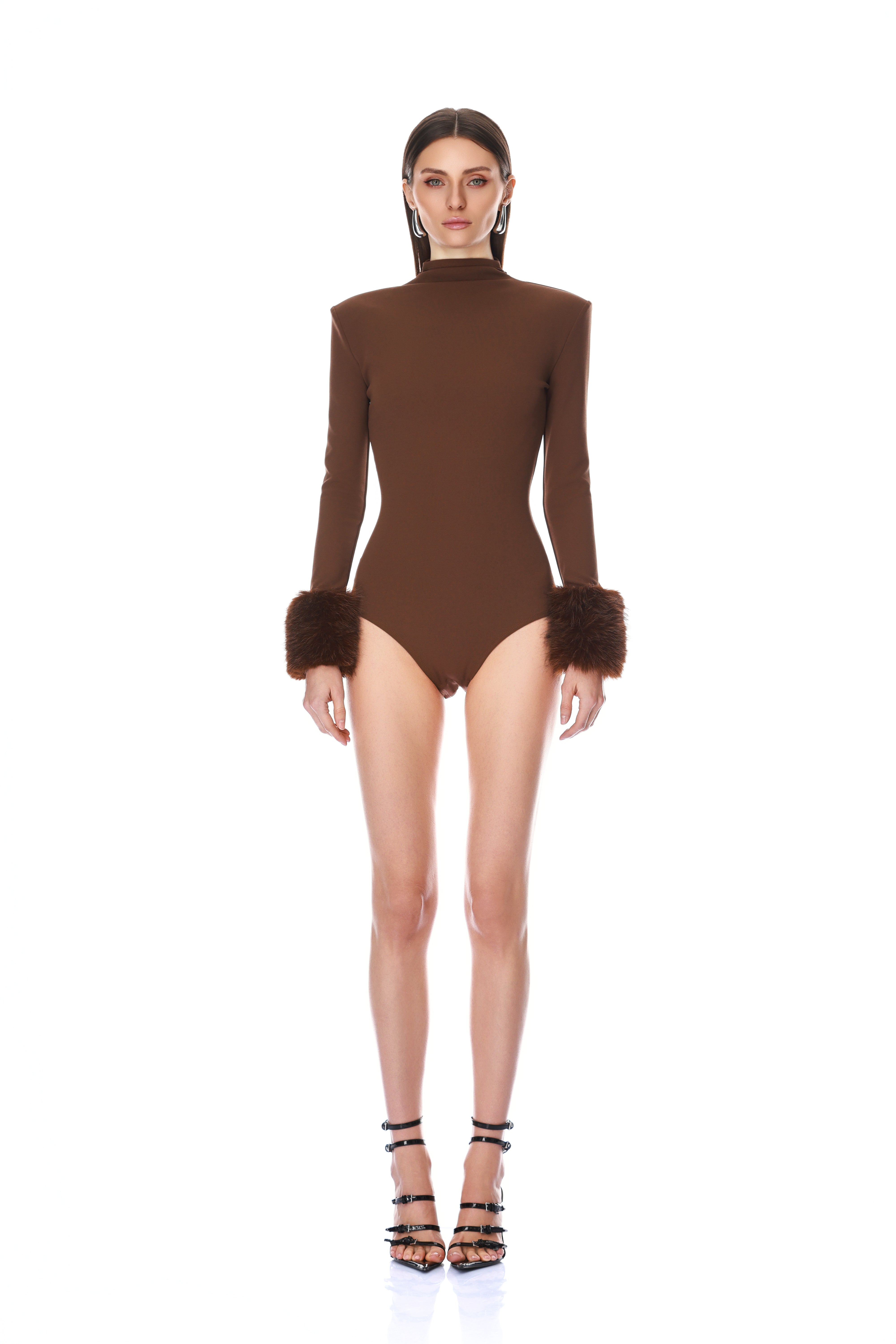 Bronx and Banco body brązowe długi rękaw futerko XS-XL