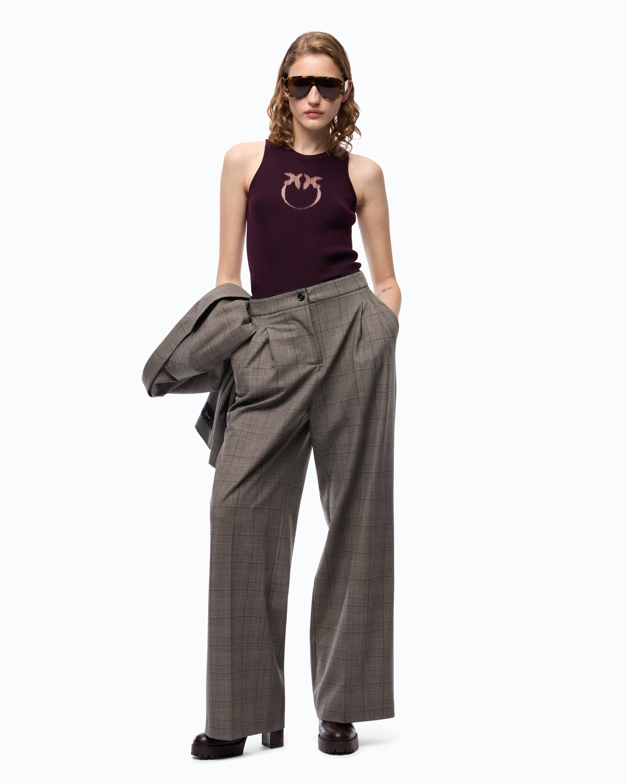 Pinko Newcastle Tank Top top fioletowy wełna