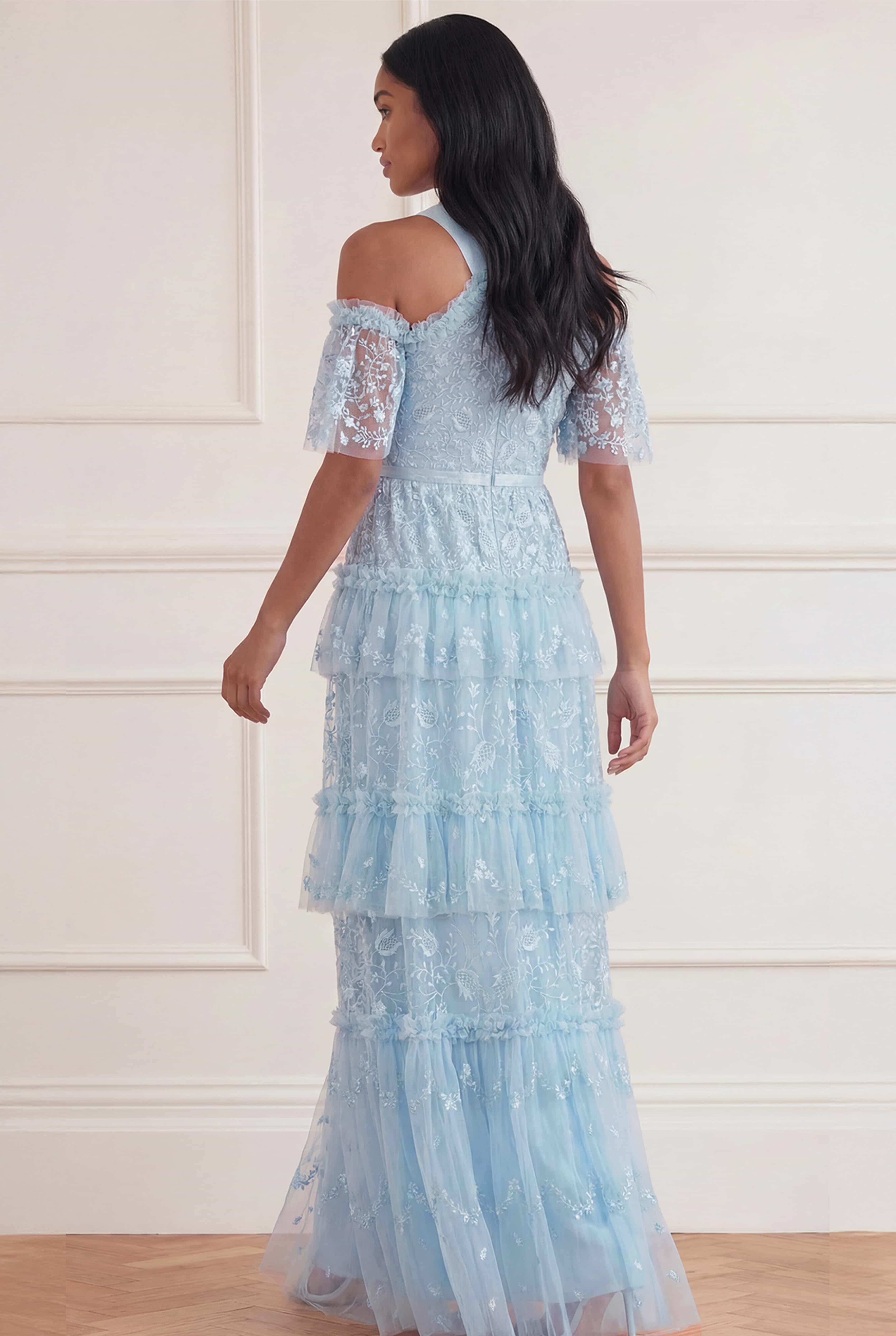 Needle & Thread Primrose Gown sukienka niebieska maxi