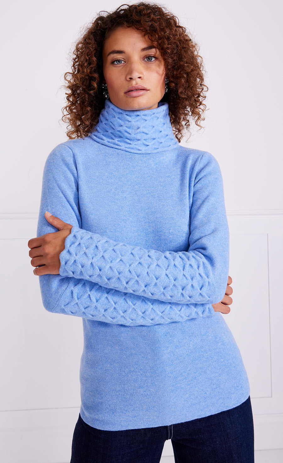 Temperley London Honeycomb Knit Jumper sweter błękitny