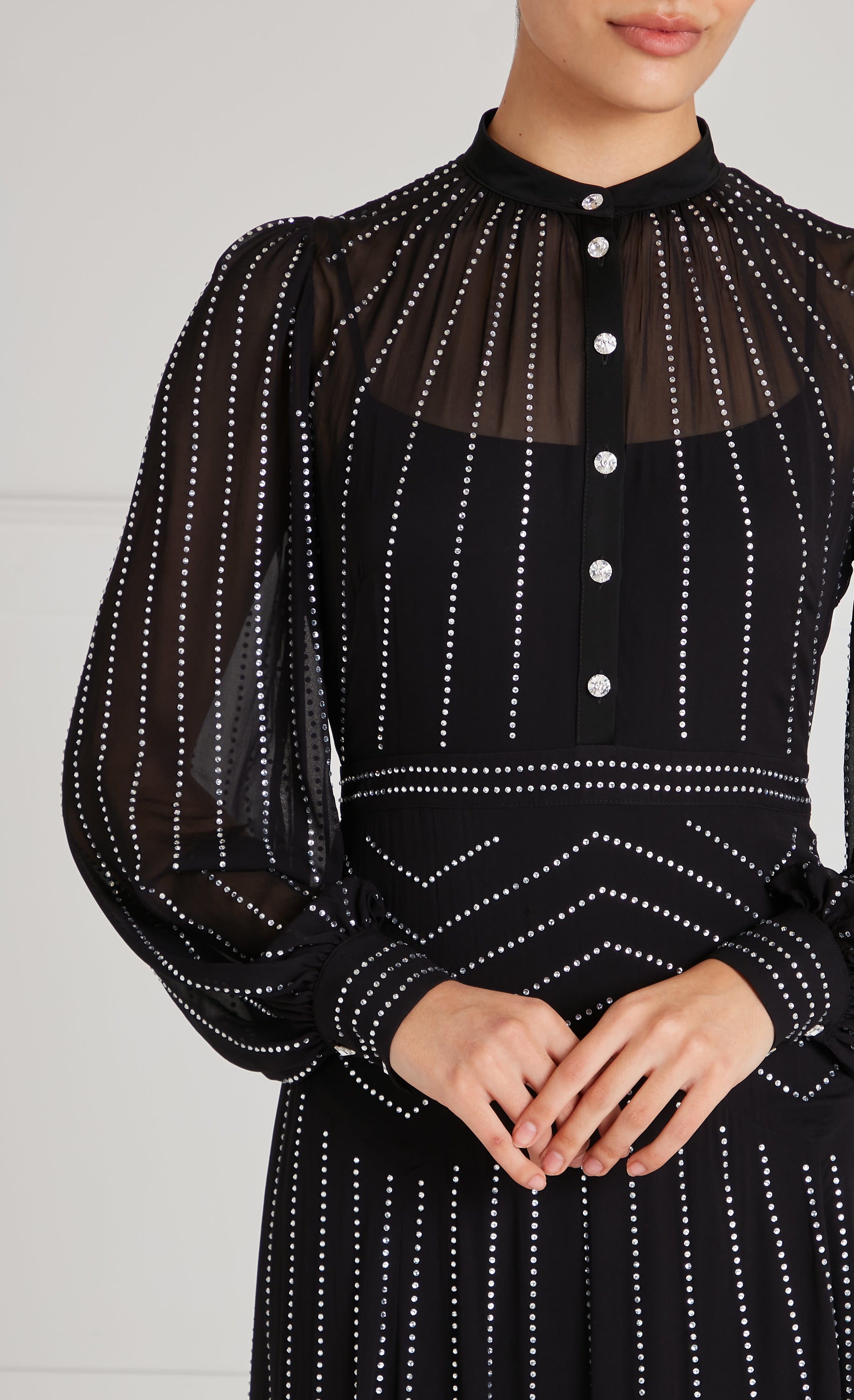 Temperley London Villanelle Dress sukienka czarna z kryształkami