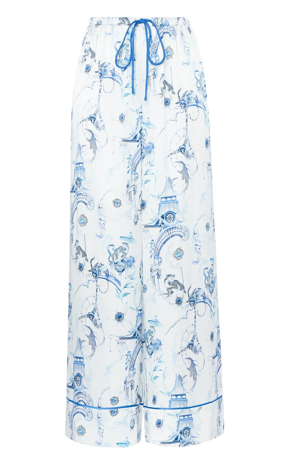 Temperley London Aphrodite spodnie piżamowe white blue