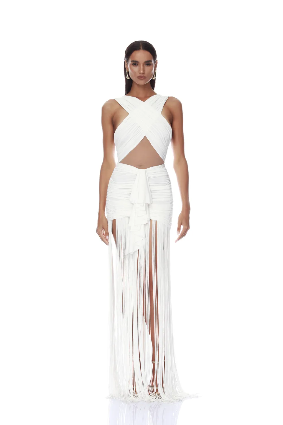 Bronx and Banco Fringe Valerie Maxi Dress sukienka z frędzlami