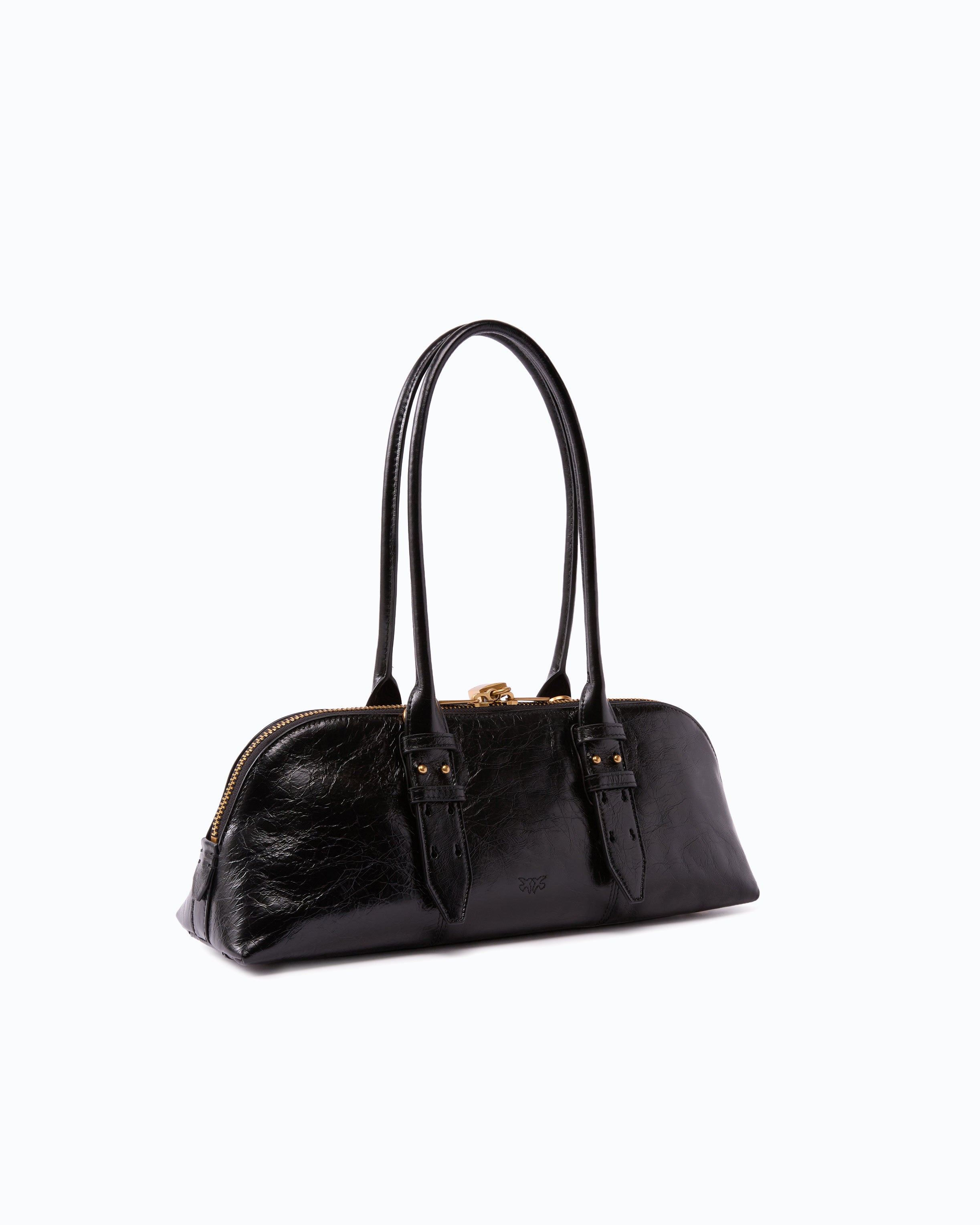 Pinko Escape Bag Horizontal torebka skórzana czarna