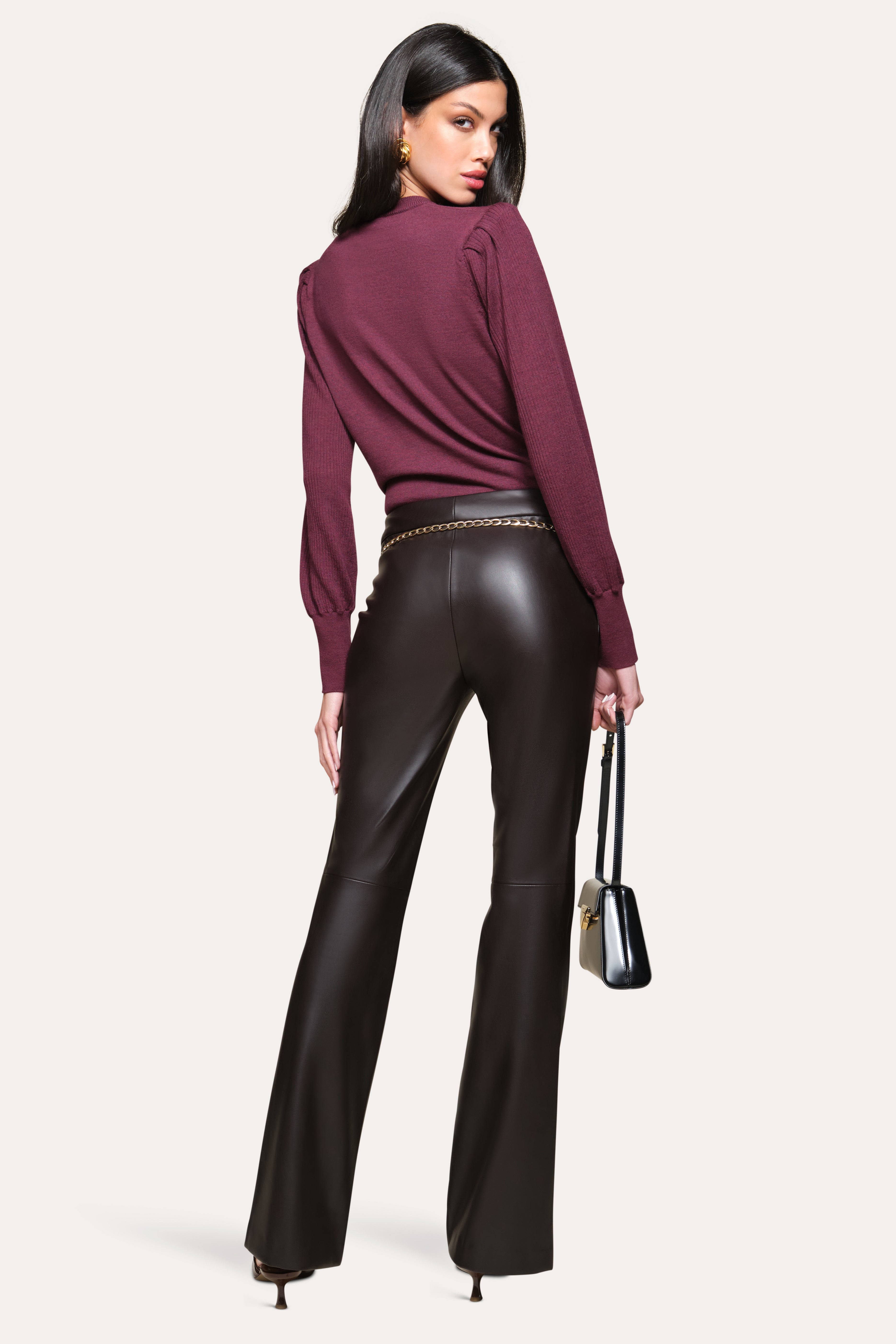 Elie Tahari Wool EN5YE505 sweter wełniany Merlot