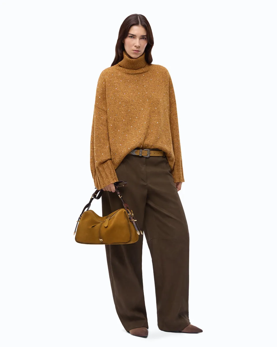 Pinko Dresda Turtleneck sweter golf w kryształki