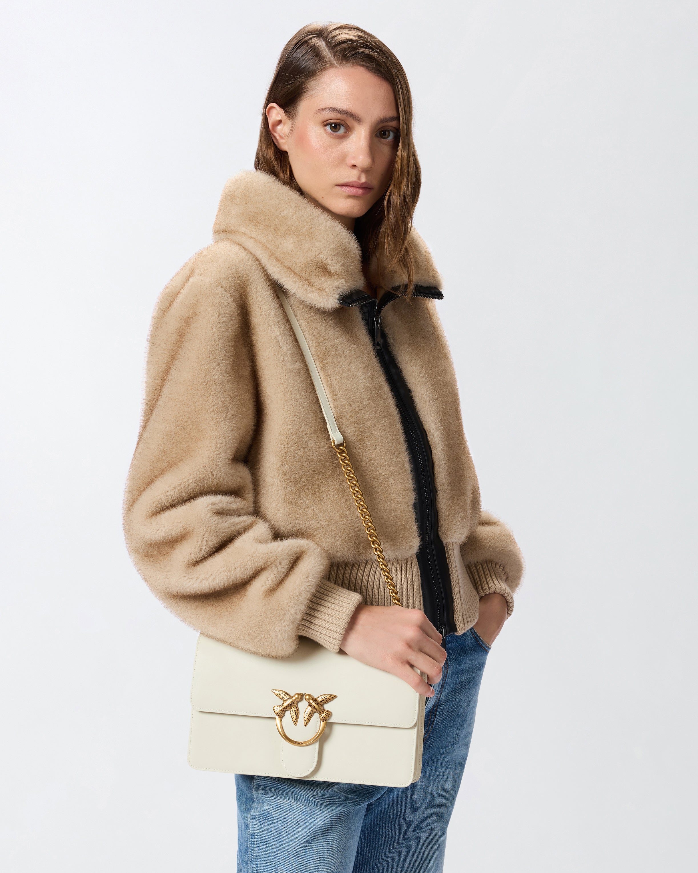 Pinko Classic Love Bag One Simply torebka biała skóra