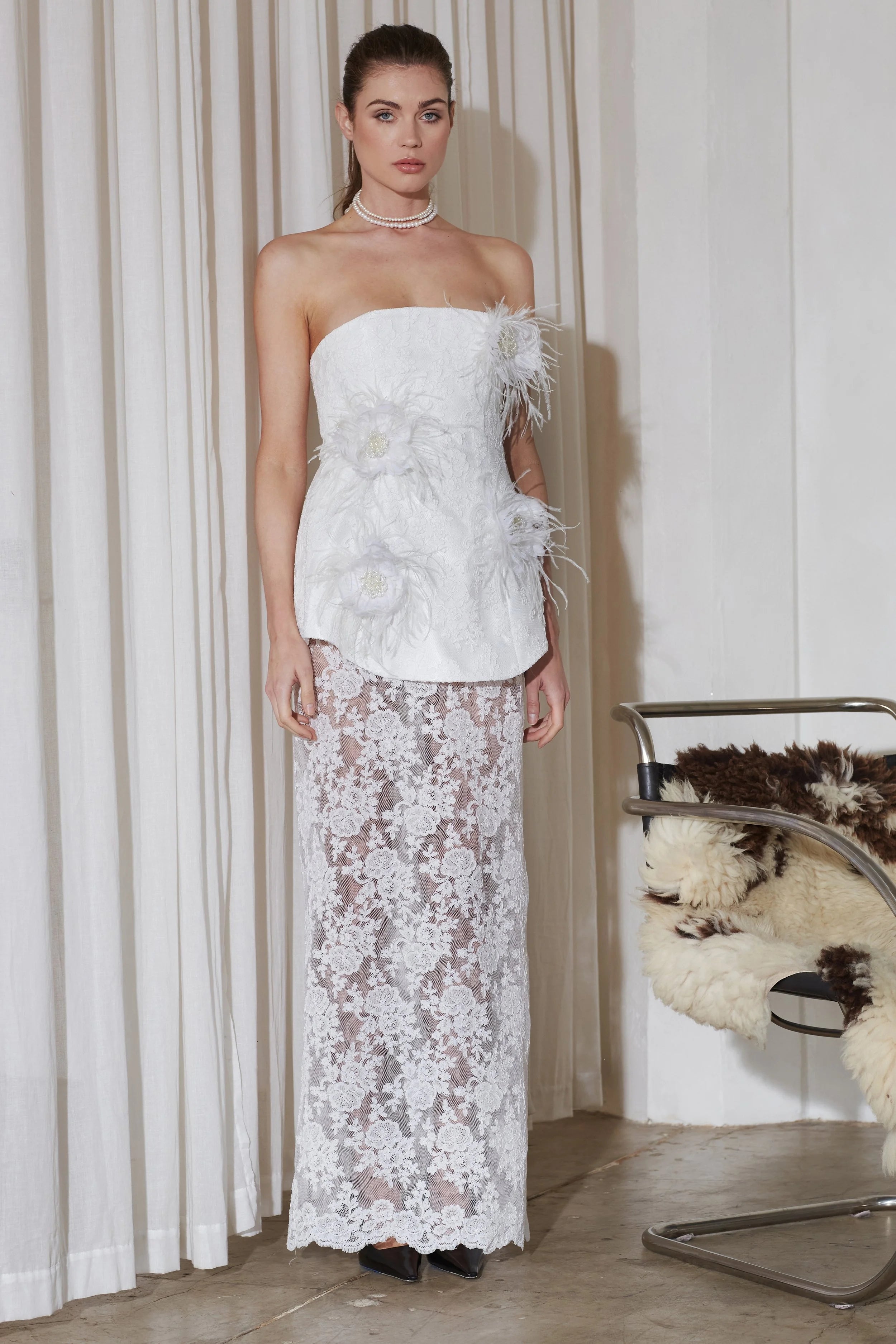 Delfi Collective Monroe sukienka Ivory satynowa ślubna