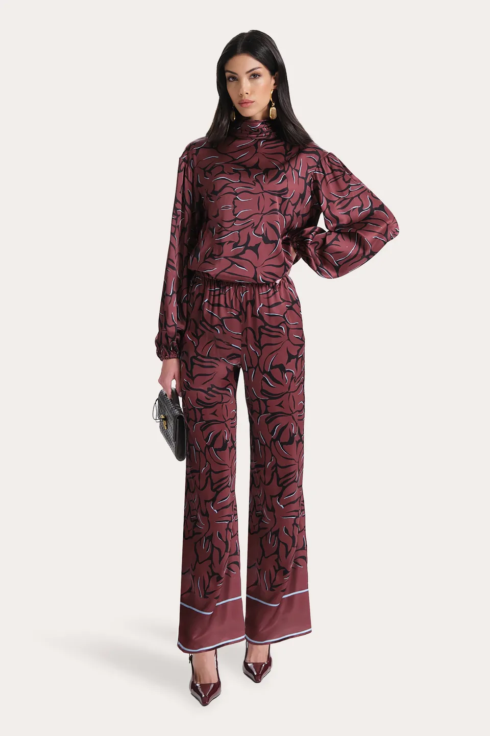 Elie Tahari Naya Silk bluzka Noir Coral jedwabna