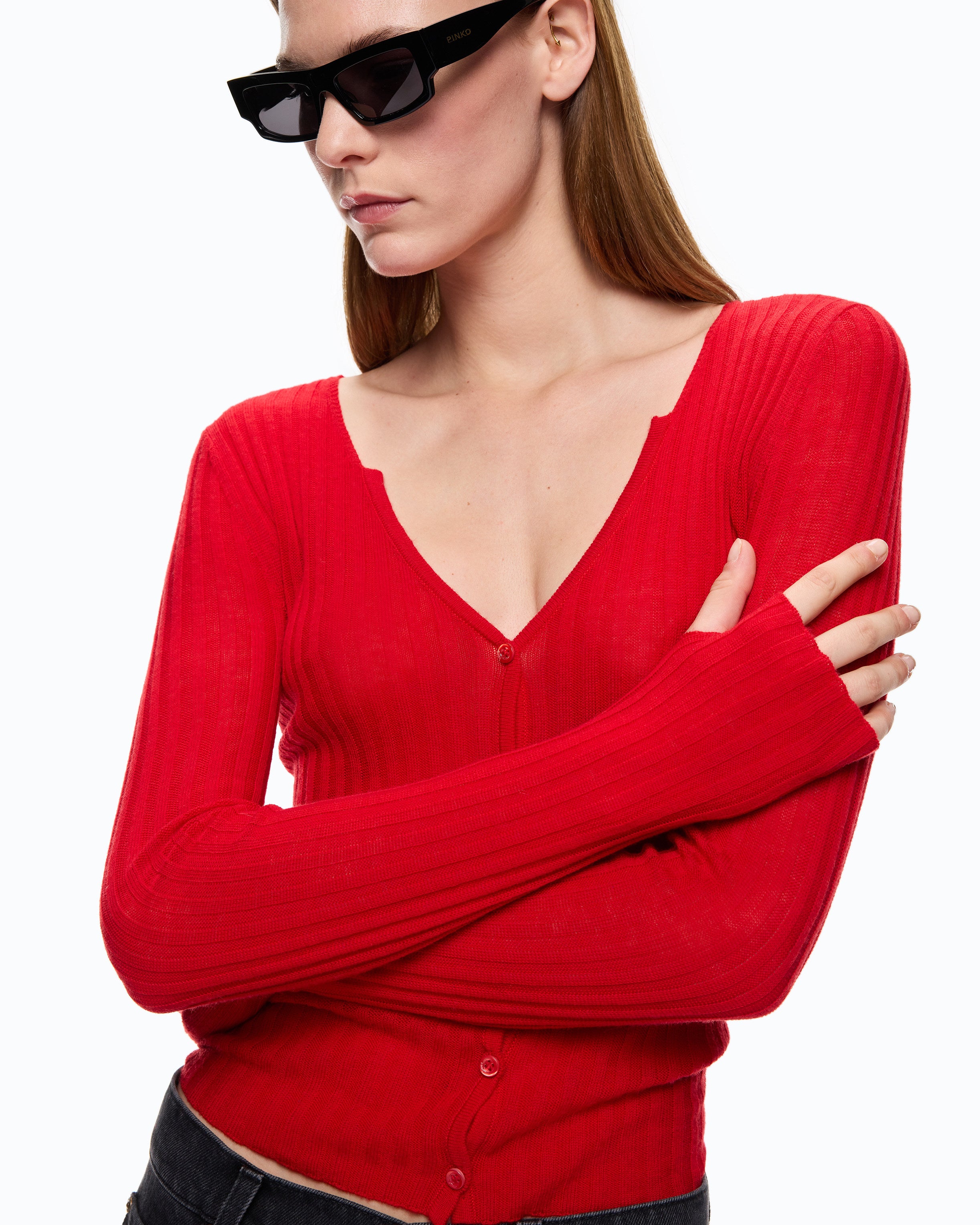 Pinko Sibilo Cardigan kardigan czerwony wełna