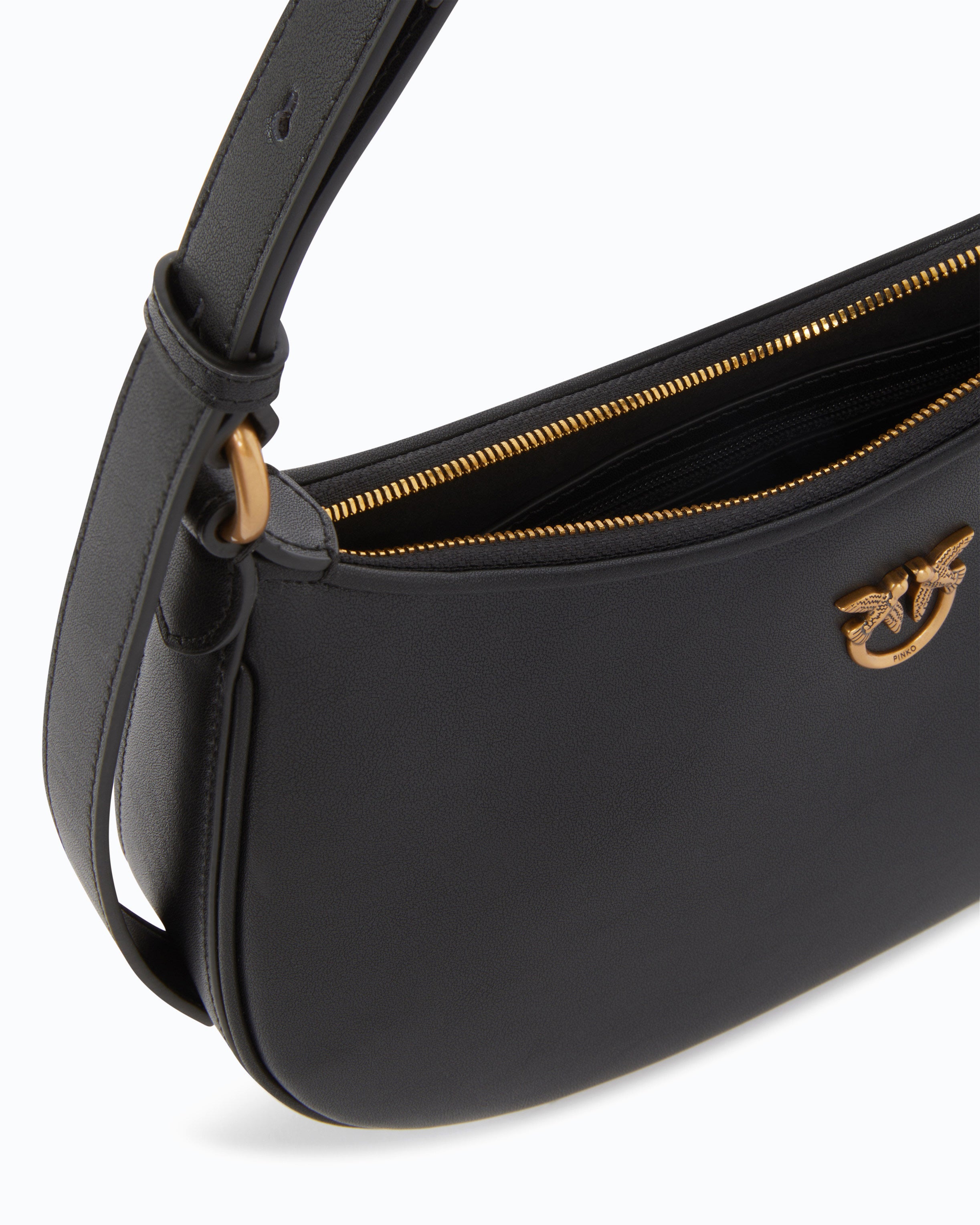 Pinko Mini Love Bag Half Moon torebka skórzana czarna