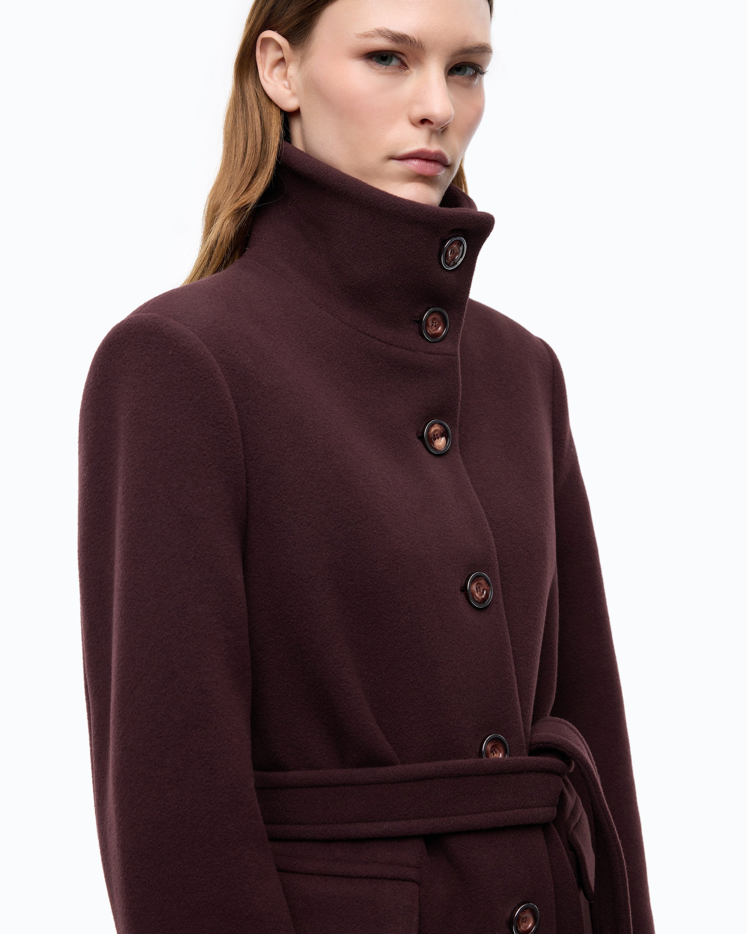 Pinko Citiso Coat płaszcz bordowy wełna