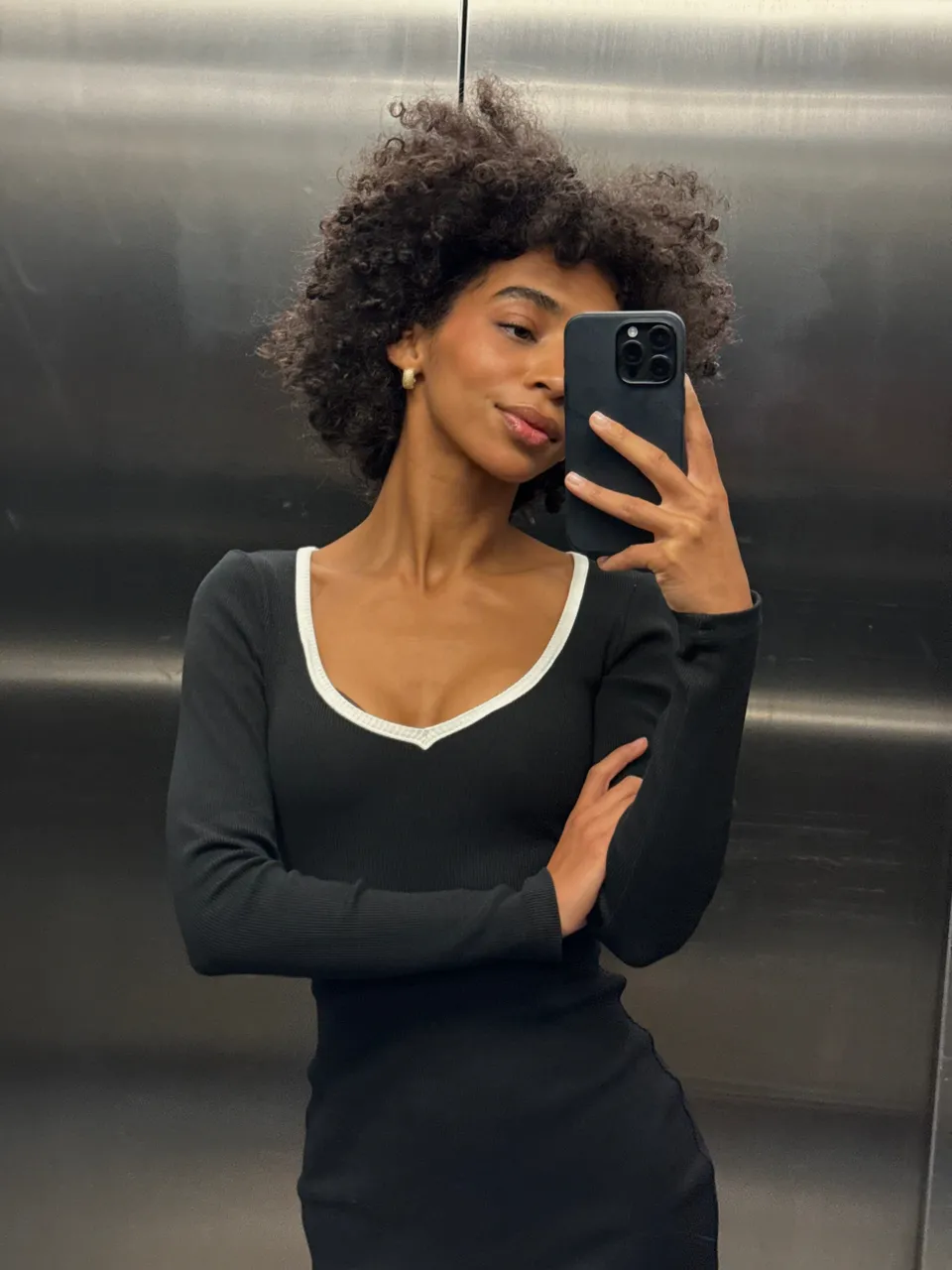 Nudyess Loren Oreo sukienka mini Black prążkowana