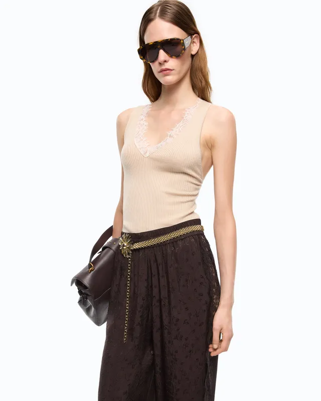 Pinko Oslo Tank Top podkoszulek beżowy jedwab